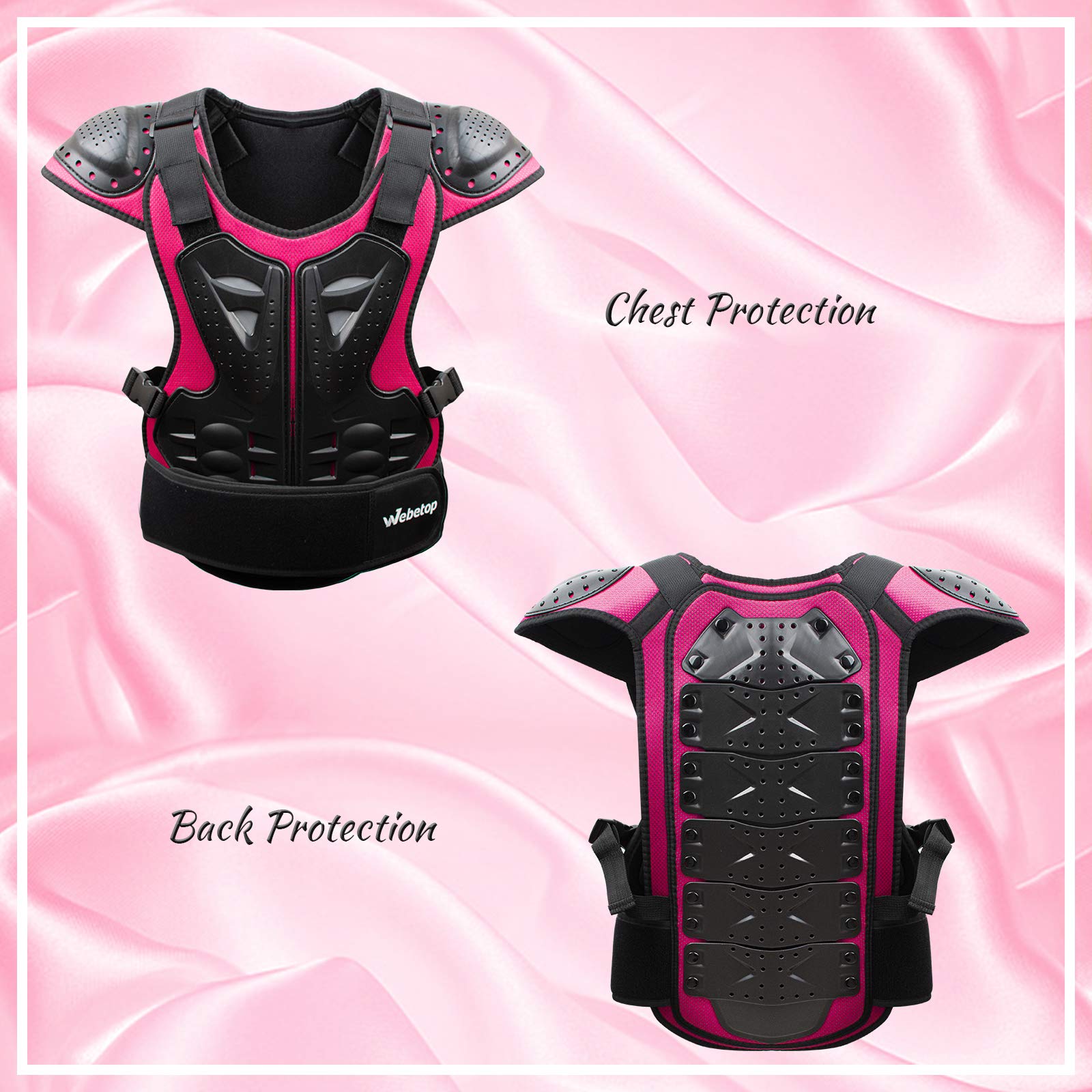 Webetop Kids Dirt Bike Gear Atv Chest Protector Motocross Mountain Bike Girls Chest Protector For Riding 4 Wheeler Mtb Black/Pink M