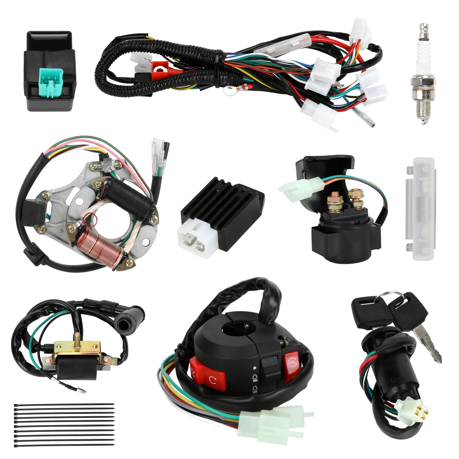 Eopoayi Complete Wiring Harness Kit Compatible With Tao Tao Coolster 110Cc 125Cc Chinese Atv Quad 4 Wheeler 4 Stroke Parts With
