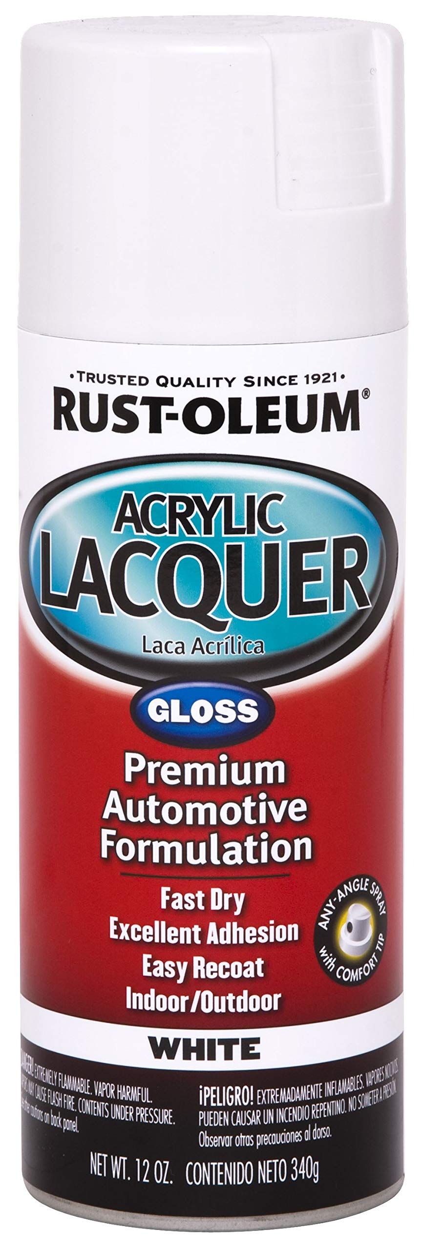 Rust-Oleum 253364 Automotive Acrylic Lacquer Spray Paint, 12 oz, Gloss White, 11 Fl Oz