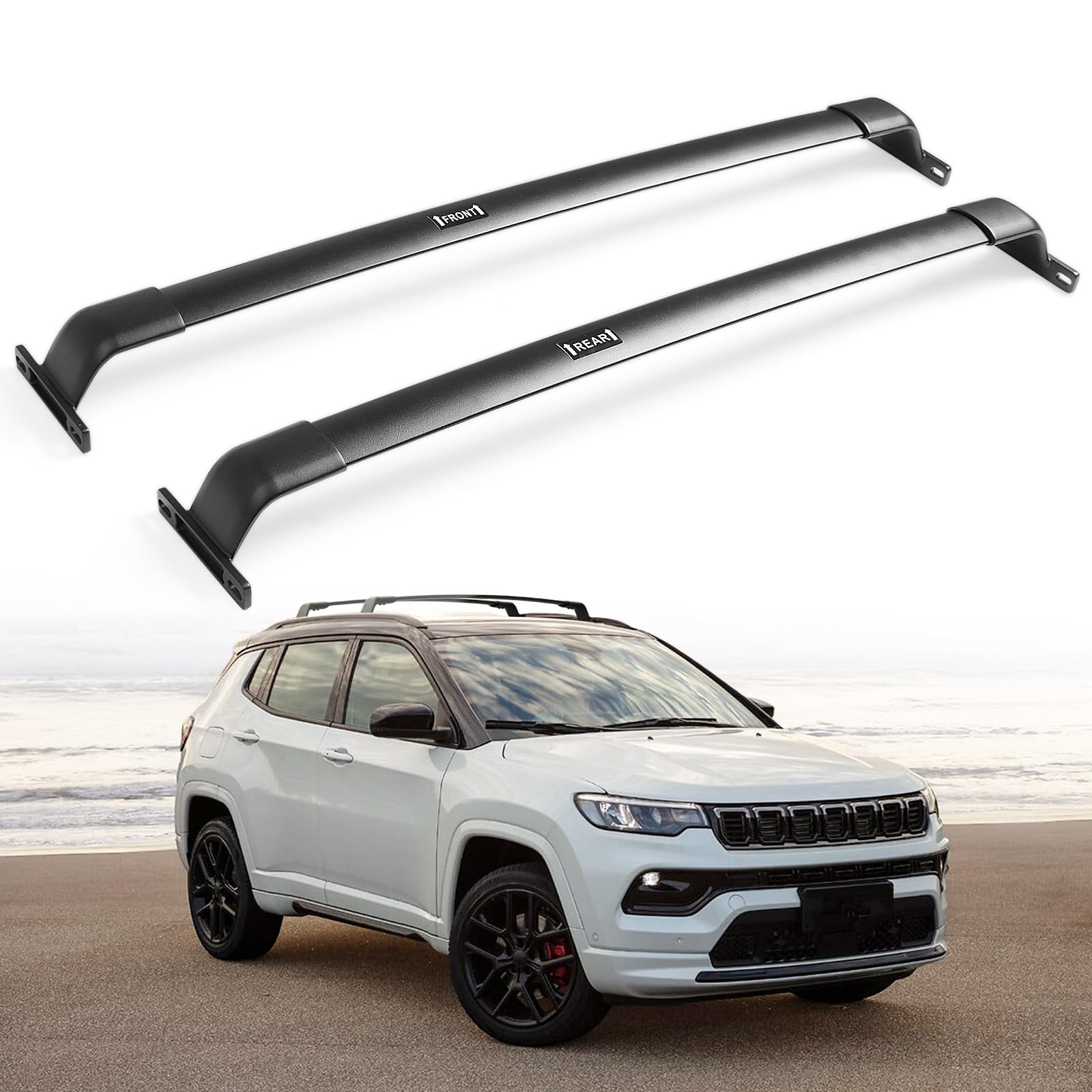 Snailfly Roof Rack Cross Bars Fit for Jeep Compass 2018 2019 2020 2021 2022 2023 2024 2025 Black Crossbars Luggage Carrier Bars 