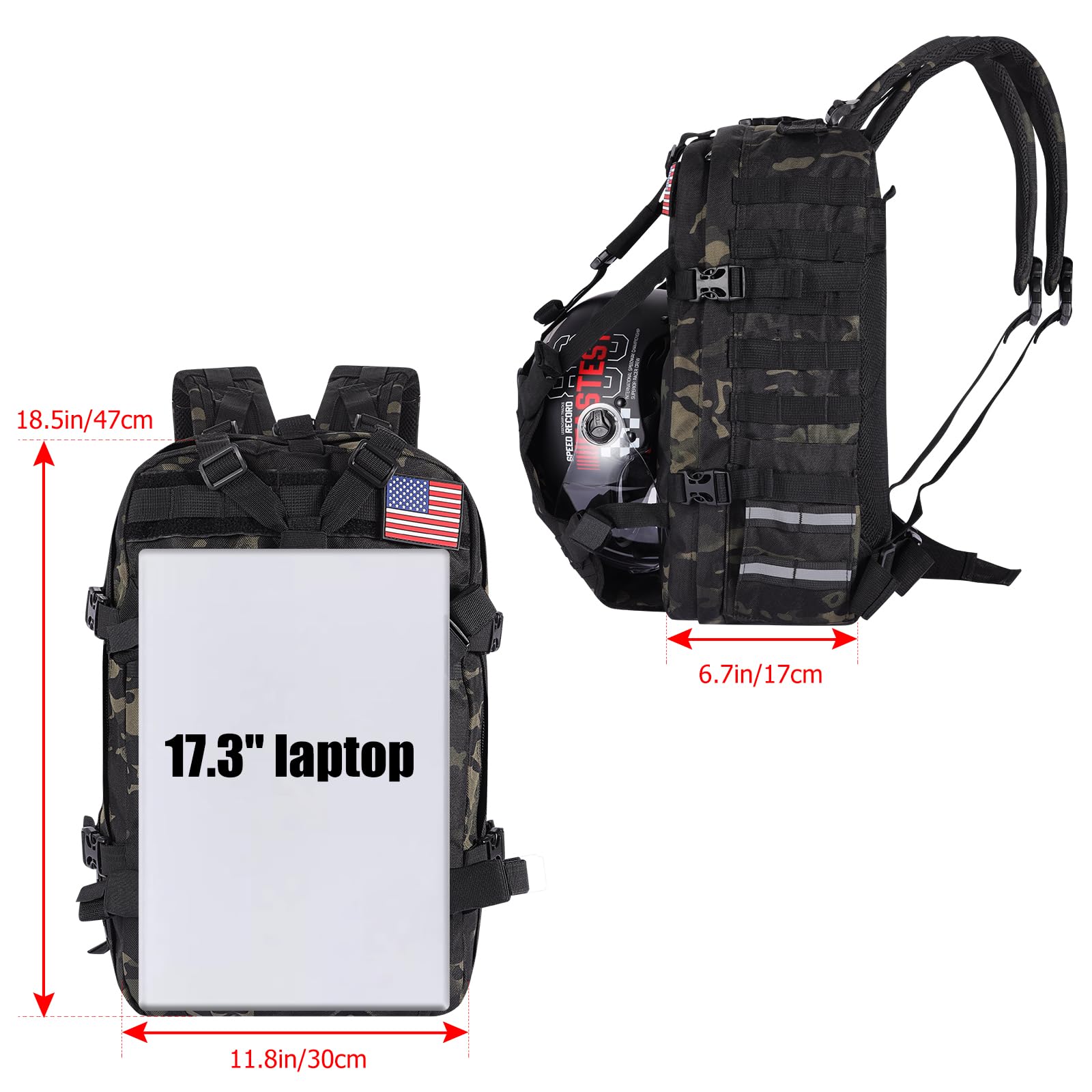 Hutigertech Helmet Backpack For Motorcycle Riders Waterproof Stand, Large Capacity Backpack With Helmet Holder, Helmet Bag Storage Hiking Cycling Motorcycle Backpacks For Men