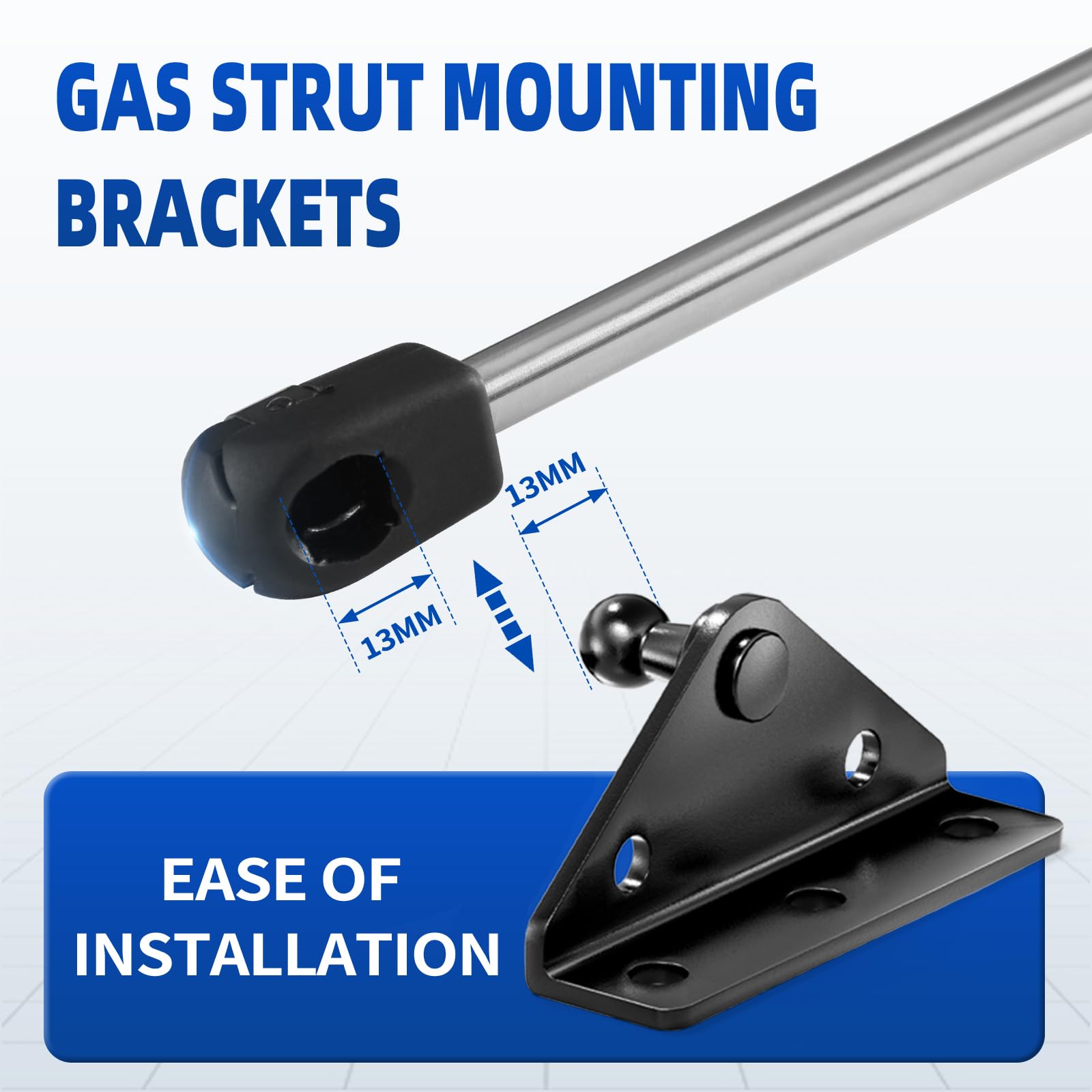 ARANA 13MM Ball Stud Mounting Bracket for Universal Gas Struts Lift Supports Shocks Spring Prop 4PCS with 16 Screws, Black (Only