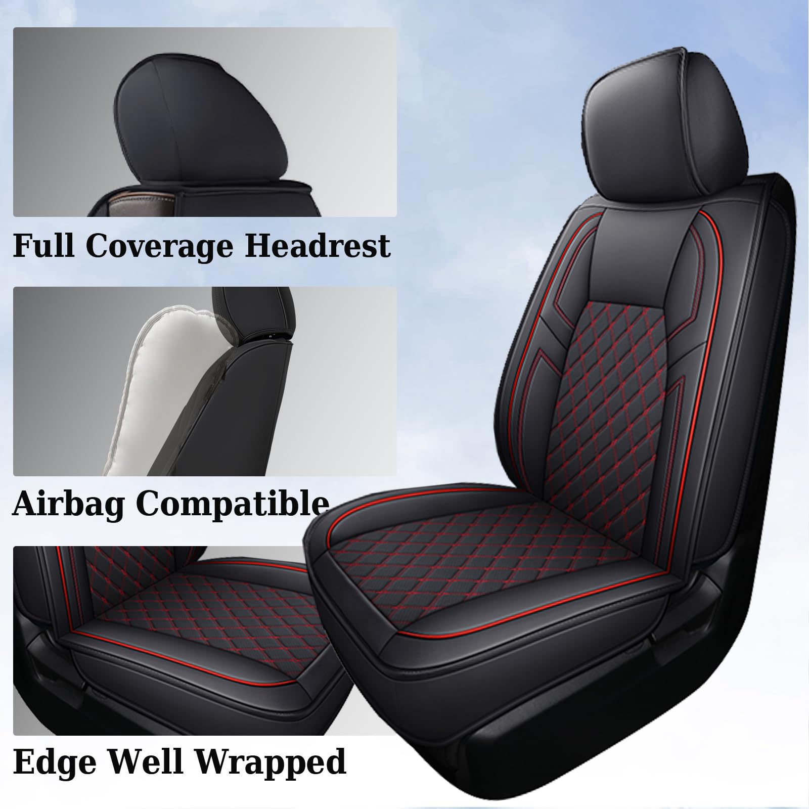 Coverado Toyota Tundra Seat Covers, Leather Seat Covers Compatible With 2007-2021 Toyota Tundra Crew/Crewmax/Extended/Double Cab