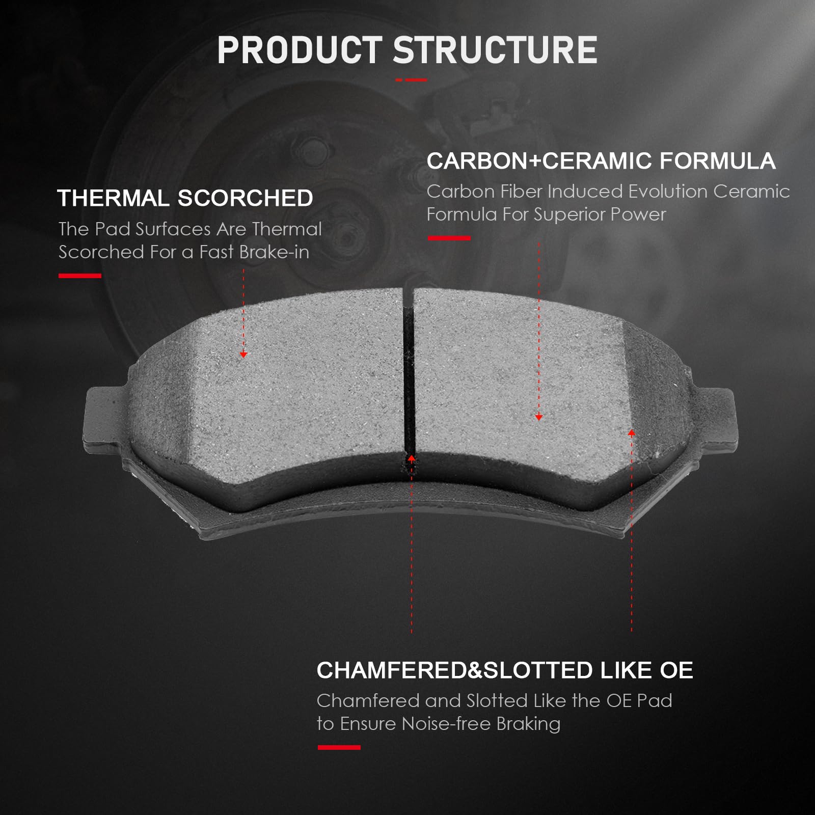 Cciyu D699 Professional Ceramic Front Brake Pads Set Fit For Buick Century,Lesabre,Regal,Deville,Eldorado,For Chevy Impala,Ventu