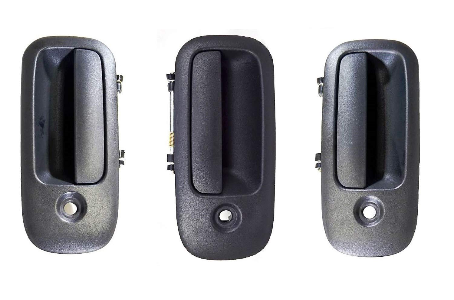 PT Auto Warehouse GM3903AFPR  Exterior Outer Outside Door Handle, Textured Black  Front Left/Right, Rear Right, Set of 3