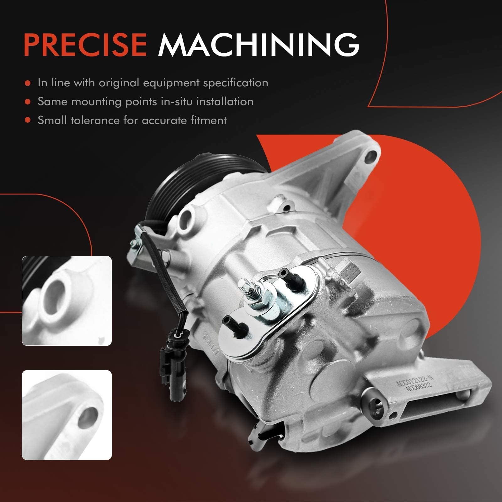 A-Premium Air Conditioner AC Compressor with Clutch - Compatible with Chevrolet Traverse & Buick Enclave 2013-2020, GMC Acadia 3