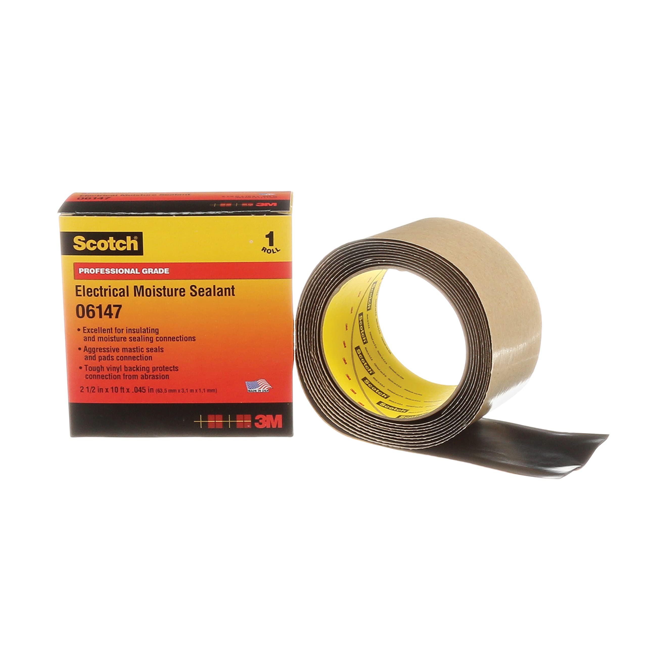 3M Scotch Electrical Moisture Sealant Roll 06147, 2-1/2 In X 10 Ft, 1 Roll/Carton, Black