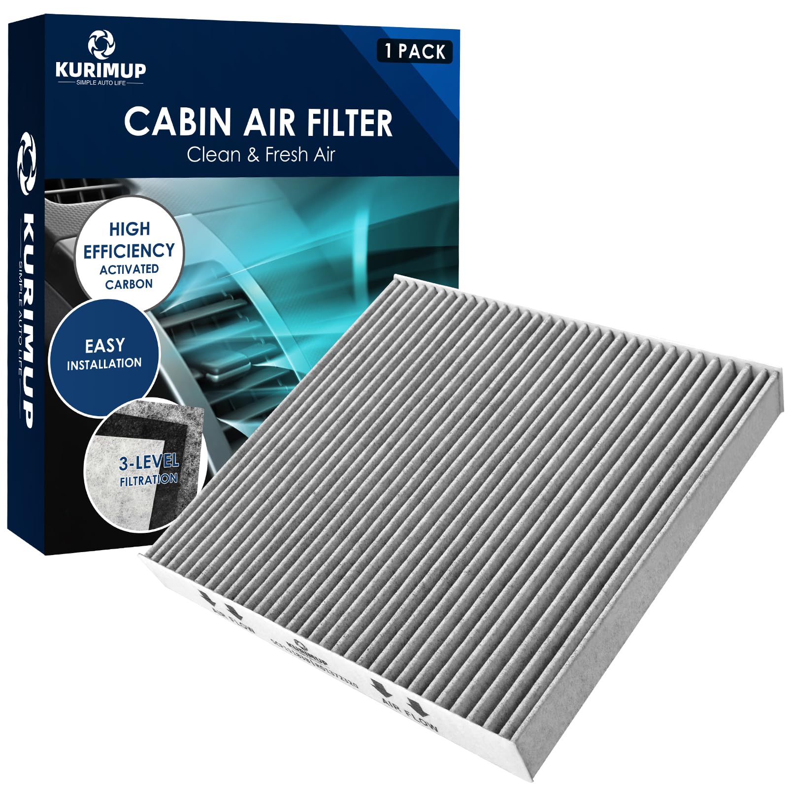 KURIMUP CF11183 Premium Cabin Air Filter with Activated Carbon, Fit for Dodge Durango (2011-2023), Jeep Grand Cherokee (2011-202