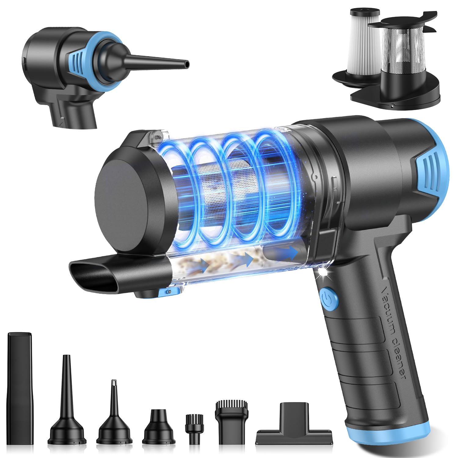 KMM Handheld Car Vacuum Cleaner, 16000PA Air Duster & Vacuum Cleaner, 120W High Power Hand Held Vacuum Cordless, Portable Vacuum