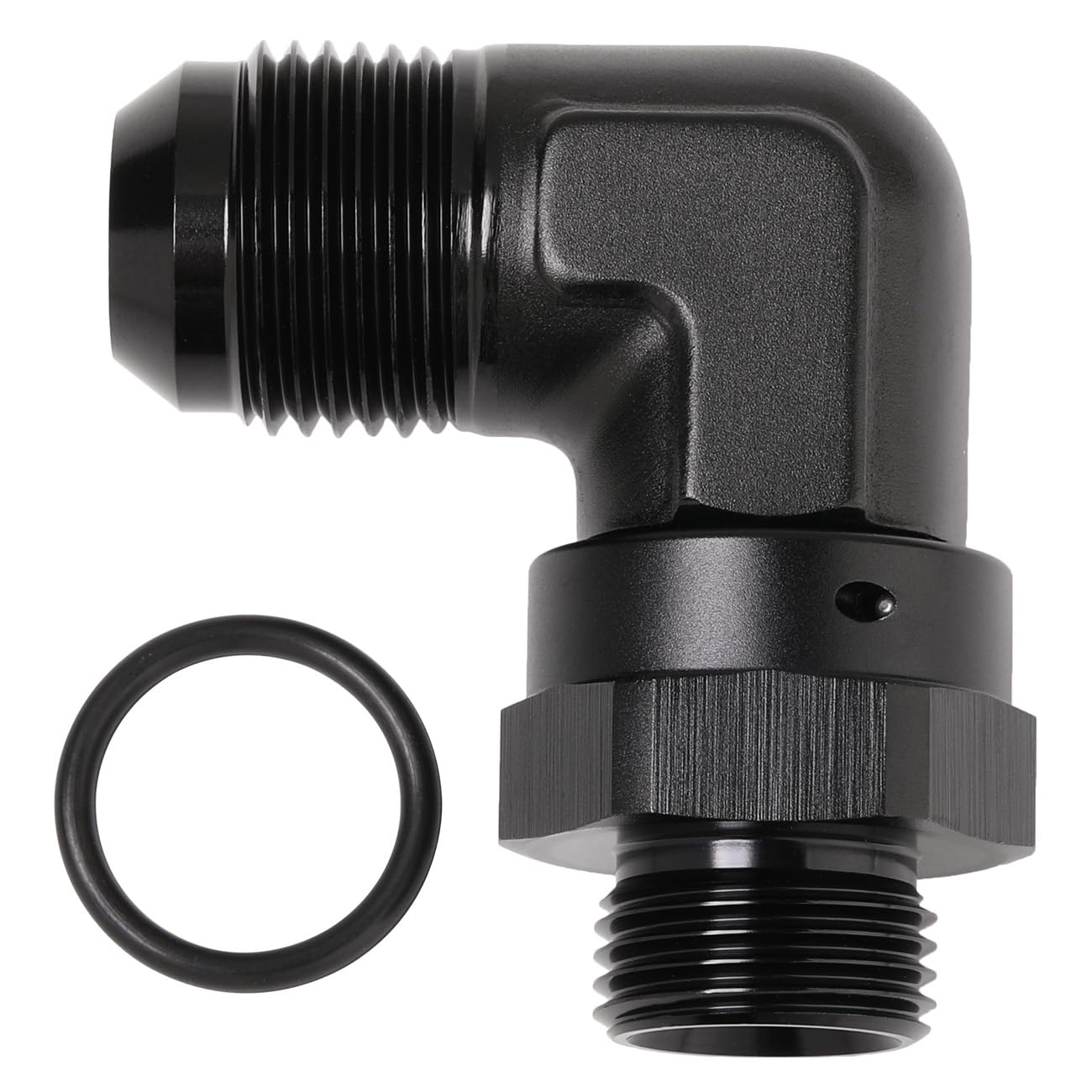 Podavelle 10An Male Flare To 8An -8 Orb O-Ring Boss 90 Degree Swivel Fitting Adapter Aluminum Black