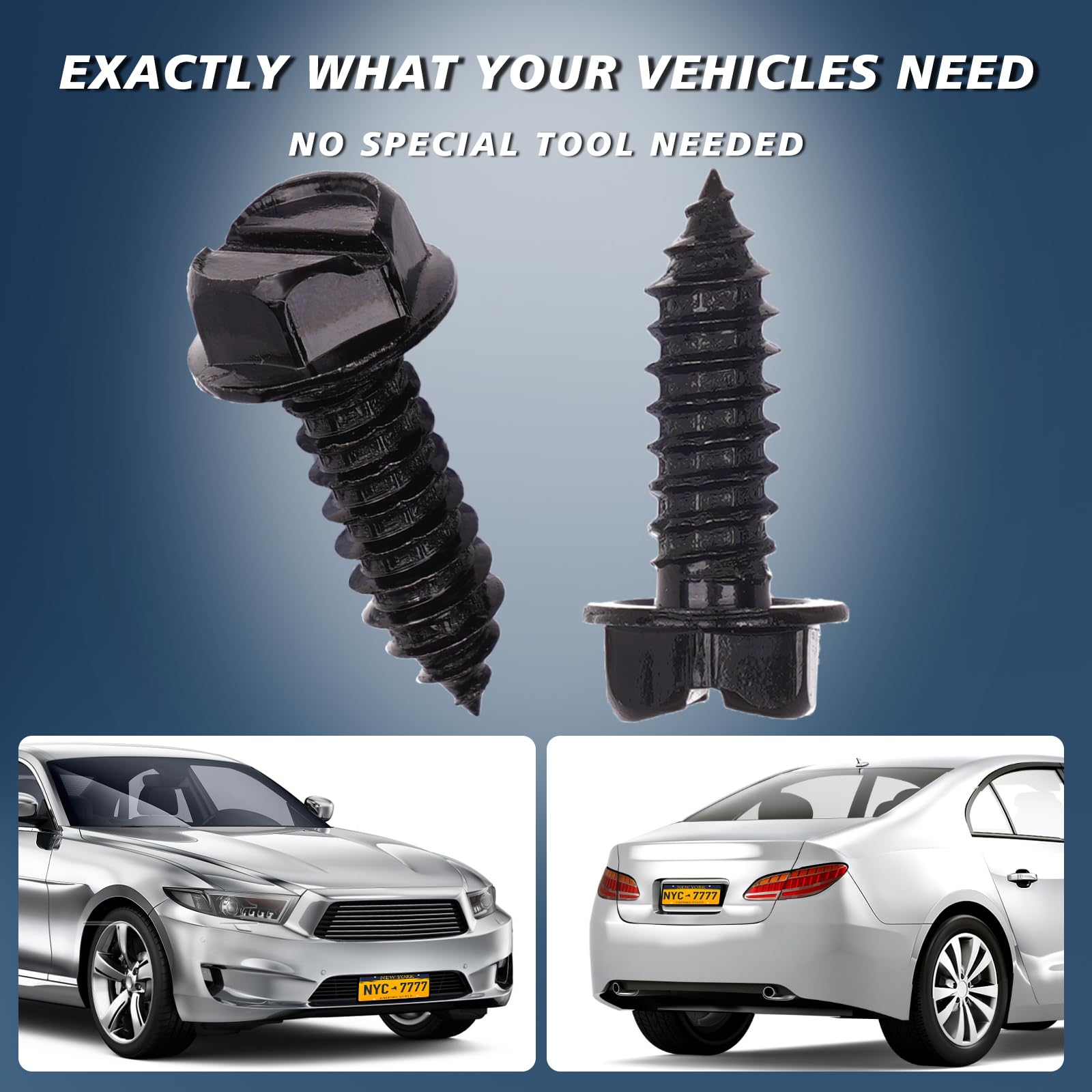 Generic Black Stainless Steel License Plate Screws - 8 Pcs | Rust-Proof Finish | Rustproof Bolts For Domestic Vehicles | Anti-Ra