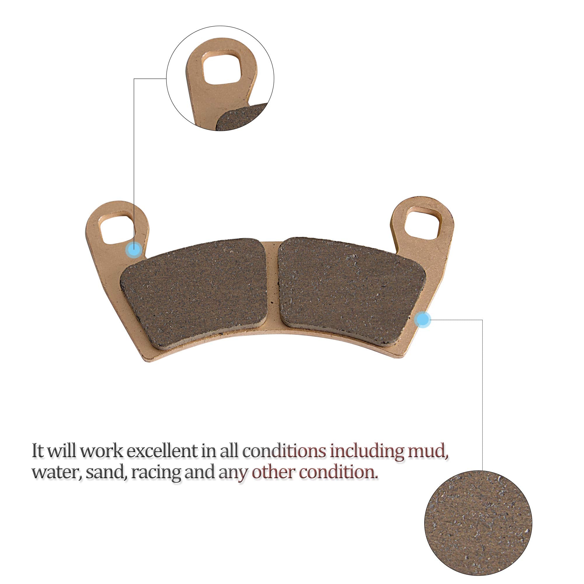 RANSOTO RZR 1000 Sintered Metal Brake Pads, 4 Sets Front and Rear Compatible with RZR XP 1000 EPS 2014 2015 2016 2017 2018 2019