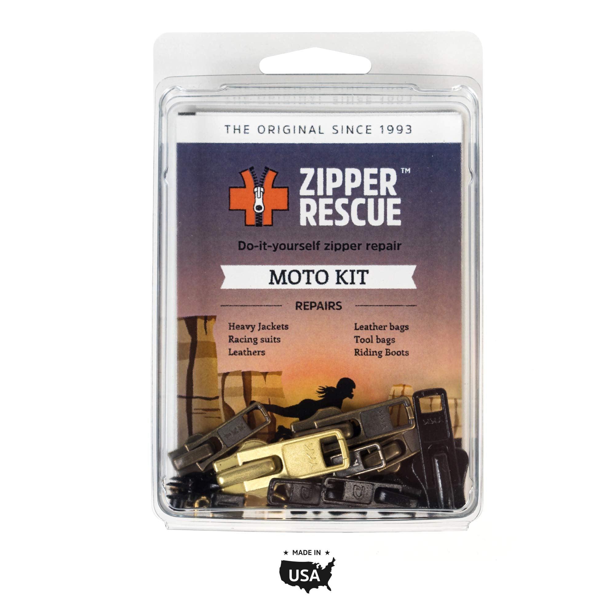 Zipper Rescue Zipper Repair Kits - The Original Zipper Repair Kit, Made In America Since 1993 (Moto)