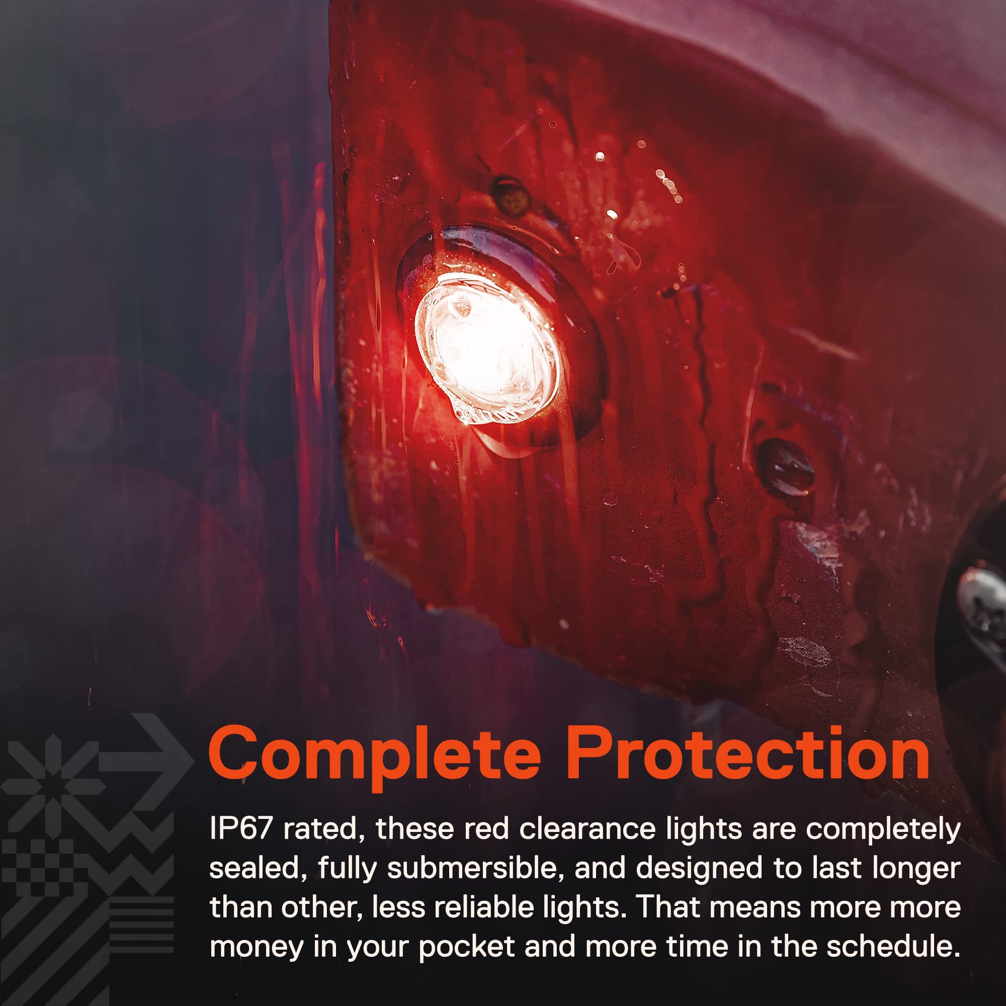 True Mods 2Pc 3/4'' Inch Round Red Trailer 12V Led Marker Light [Dot Fmvss 108] [Sae P2Pc] [Semi-Spherical Output] [Ip67 Waterpr