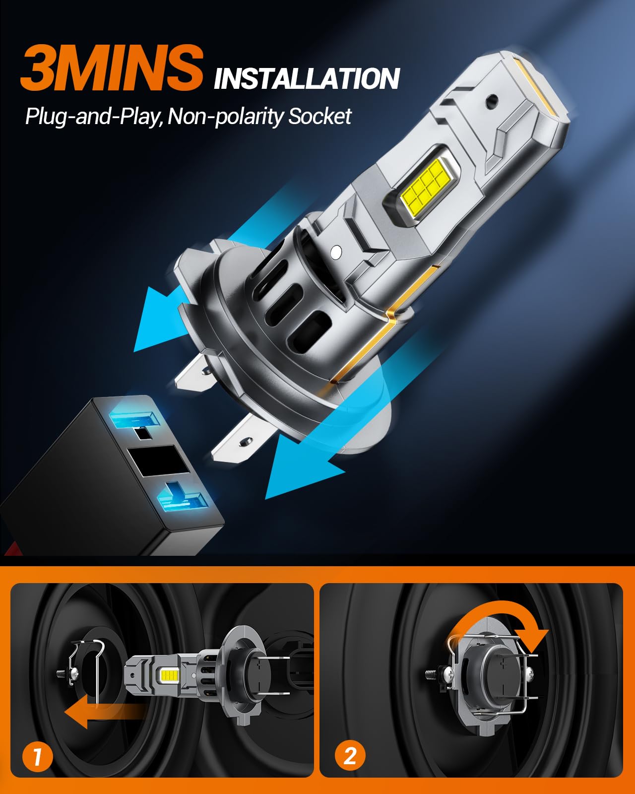 Sealight H7 Bulbs 36000Lm Brightness With 52W Power, 6500K Eye Protection, H7 Fog Lights 50000+ Lifespan, Pack Of 2