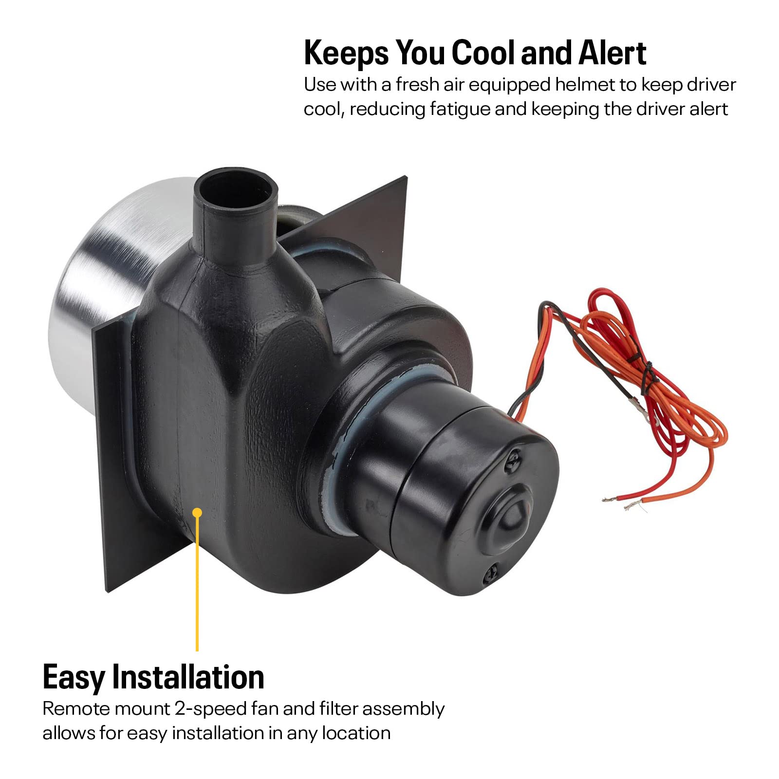 Tru-Air Pumper Racing Helmet Pump, Fresh Air Blower with Filter, 2-Speed Operation, Cooling Ventilation, Prevents Visor Fogging,