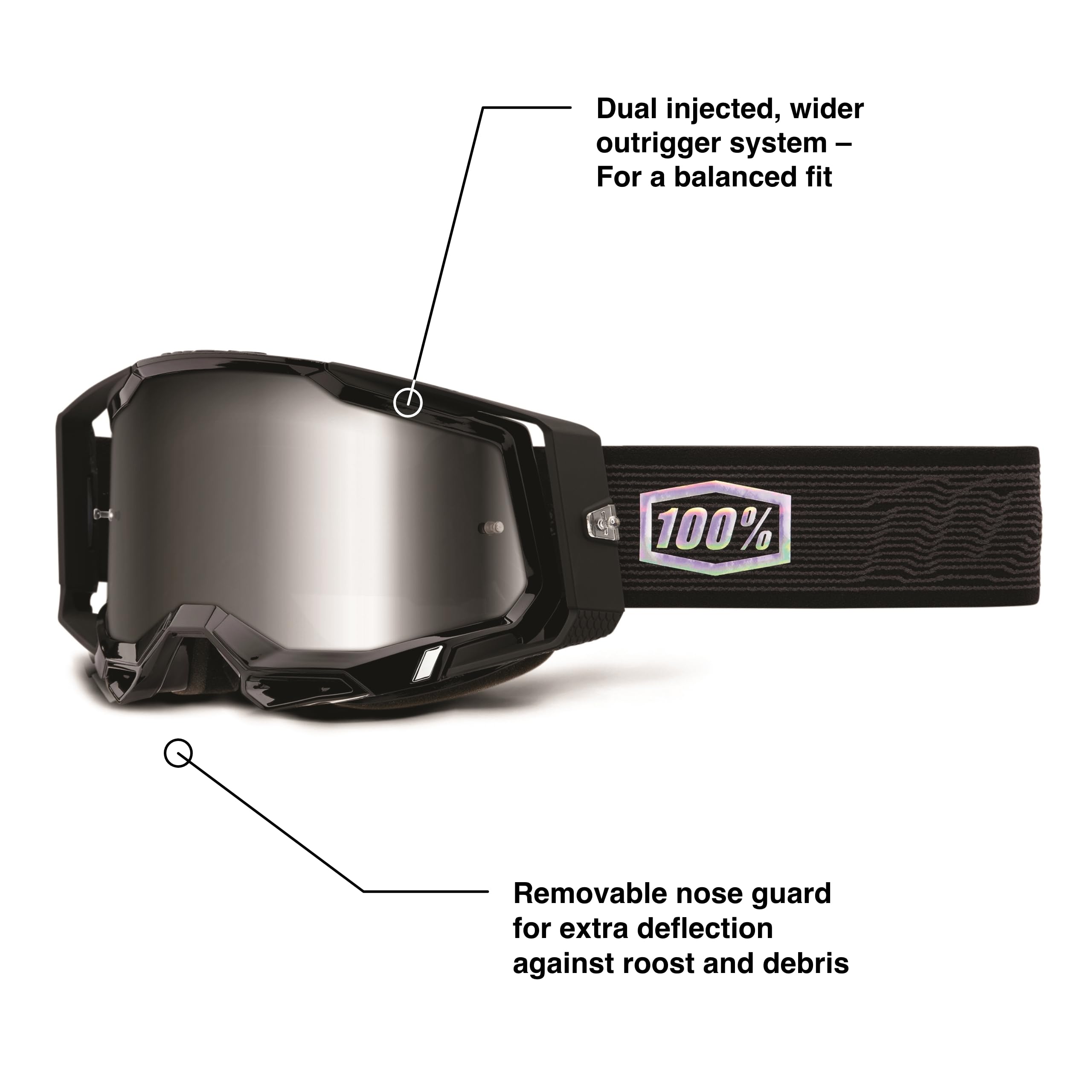 100% Racecraft 2 Mountain Bike & Motocross Goggles - Mx And Mtb Racing Protective Eyewear (Topo - Mirror Silver Lens)