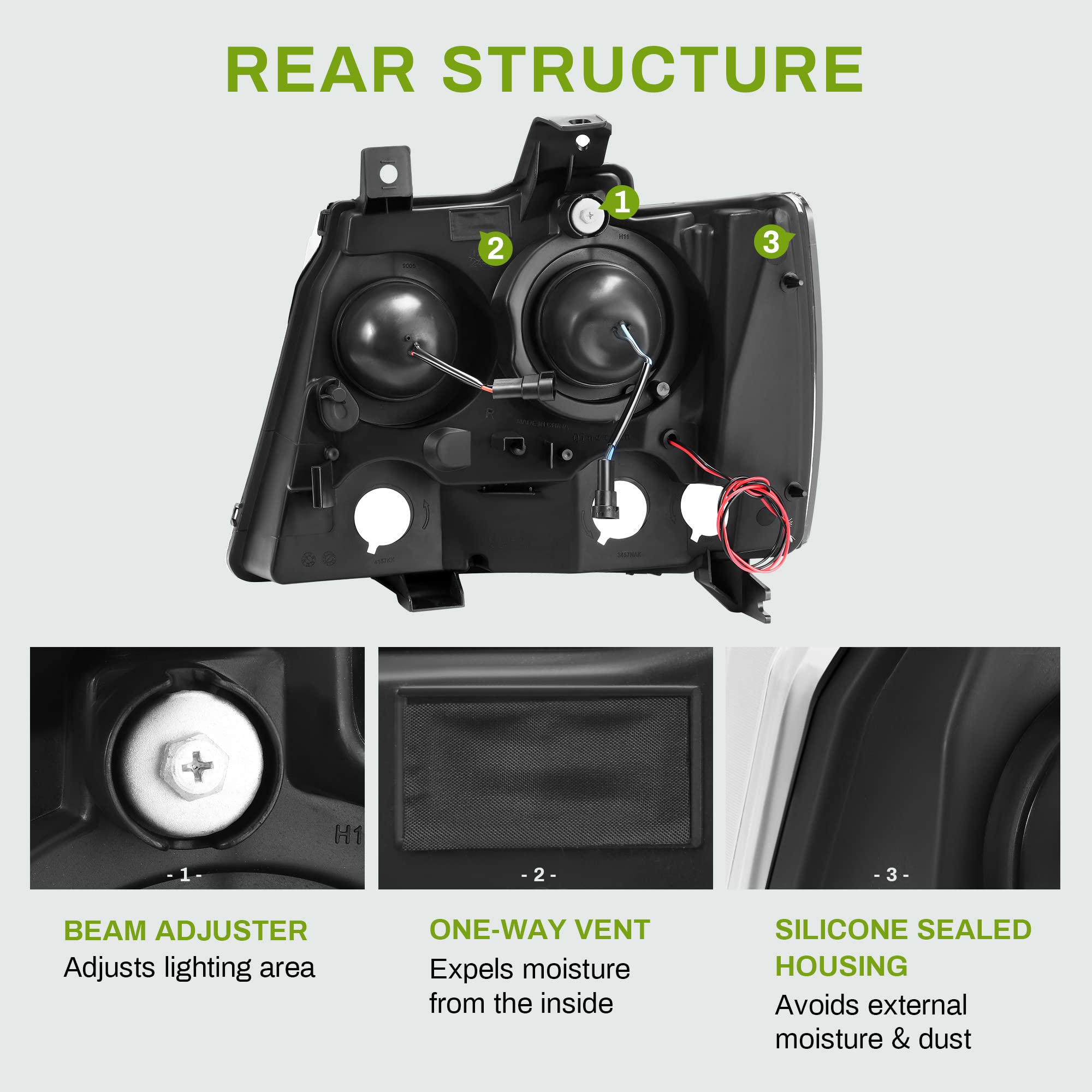 Autosaver88 Led Projector Headlight Assembly Compatible With 2007-2013 Chevy Avalanche Pickup Truck 07-14 Chevy Suburban/Tahoe R