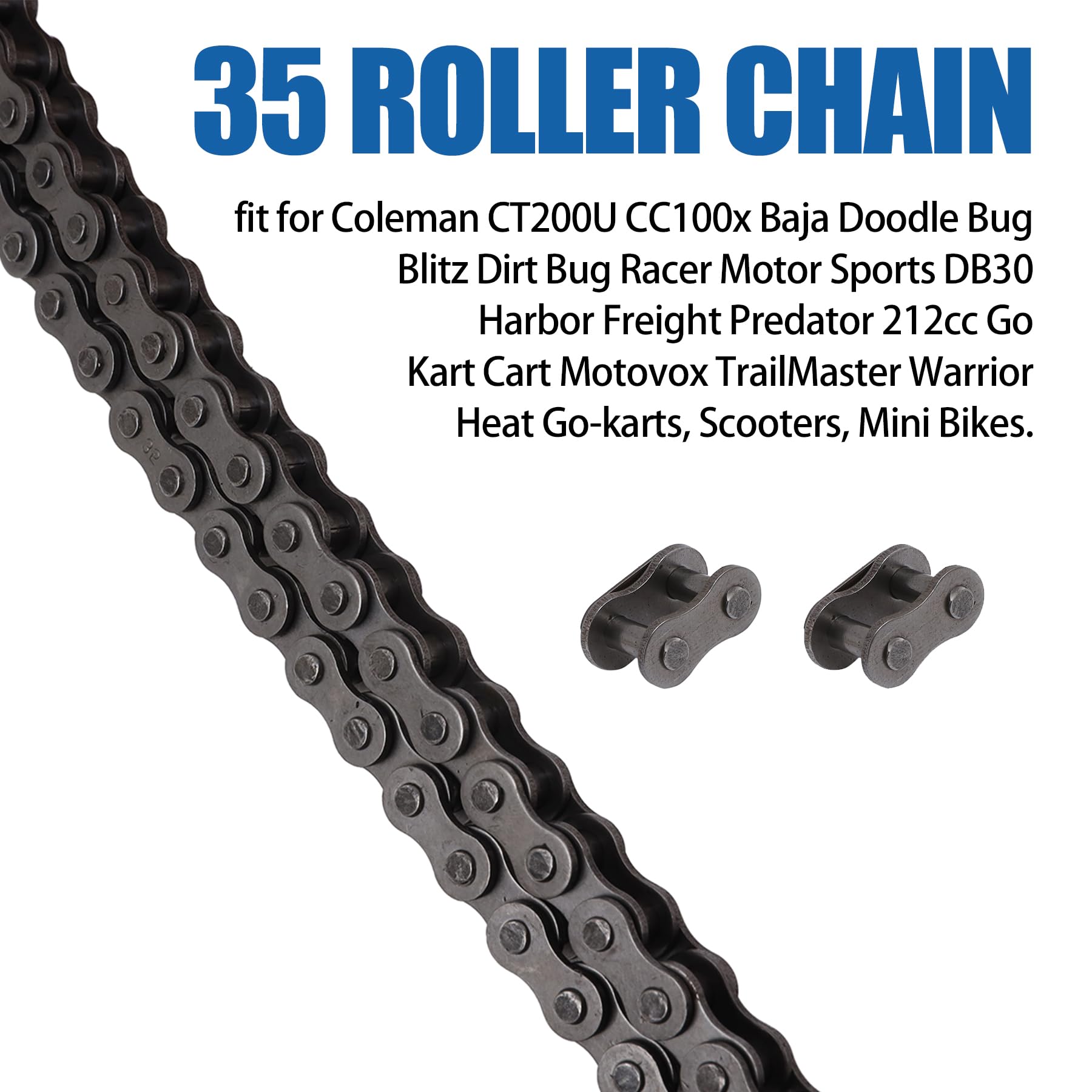 PLAXNS 35 Roller Chain 140 Link+ Chain Breaker, fit for Coleman CT200U CC100x Baja Doodle Bug Blitz Dirt Bug Racer Motor Sports