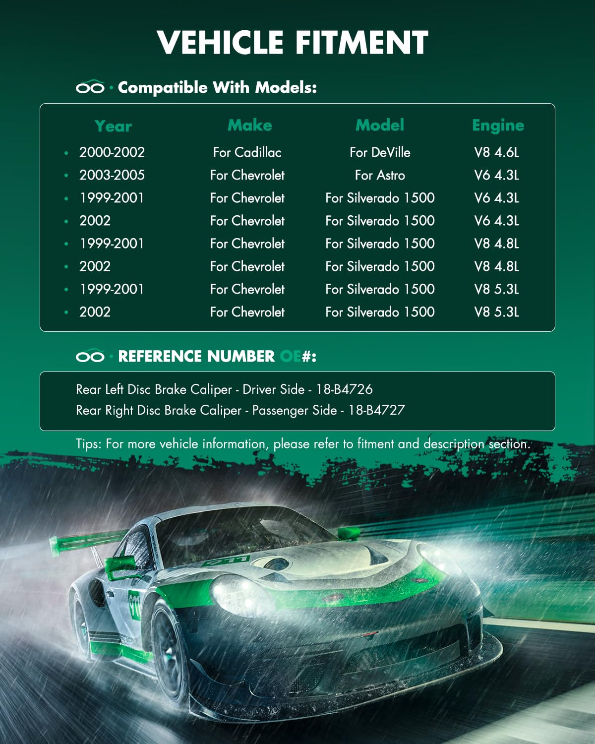 Scitoo 18-B4726 18-B4727 Rear Left & Right Disc Brake Calipers Assembly W/Bracket For Cadillac For Deville,For Chevy For Astro/F