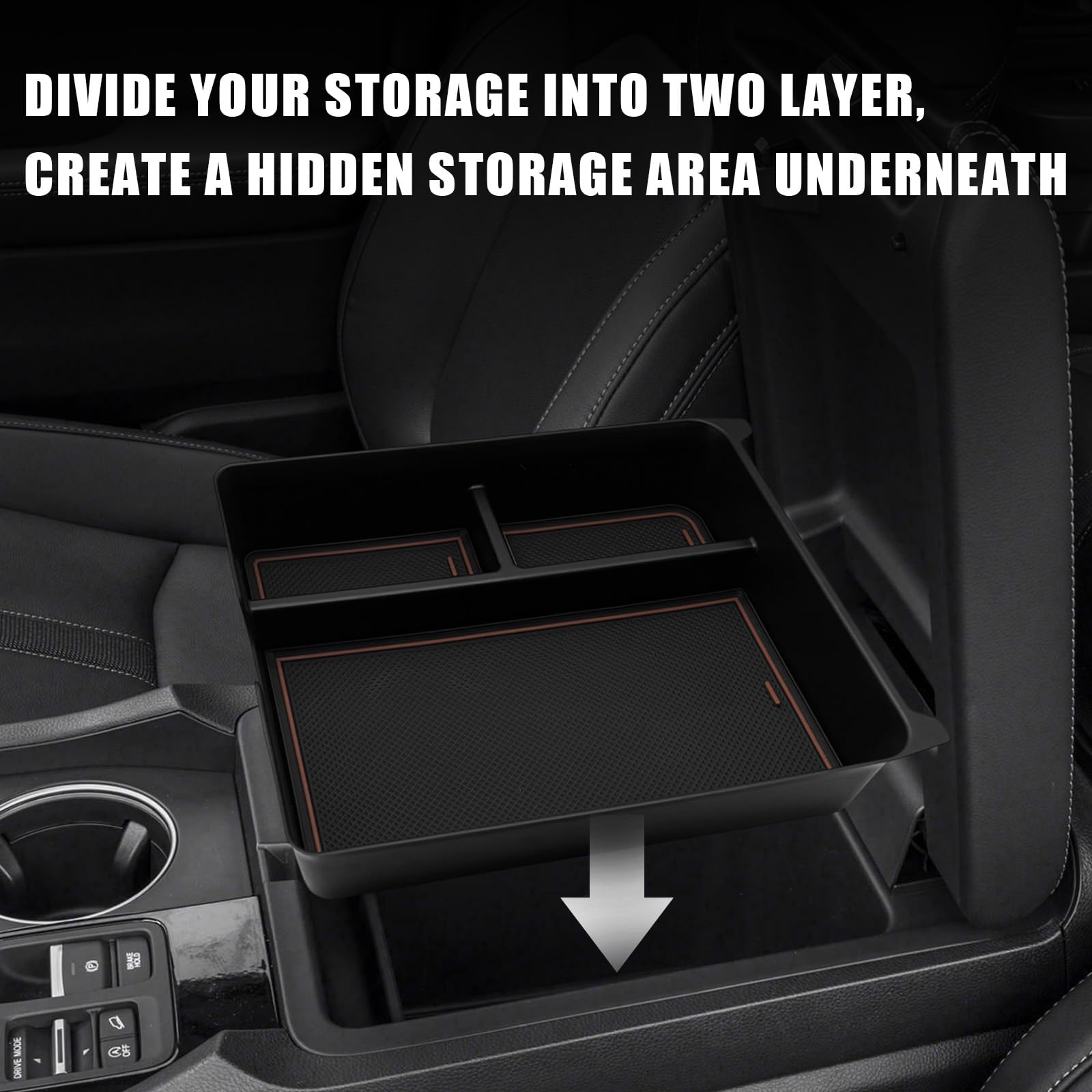 Muslogy Center Console Organizer for Honda Pilot 2023-2025, Ridgeline/Passport, ABS Material, Brown, MUS-PILCO23