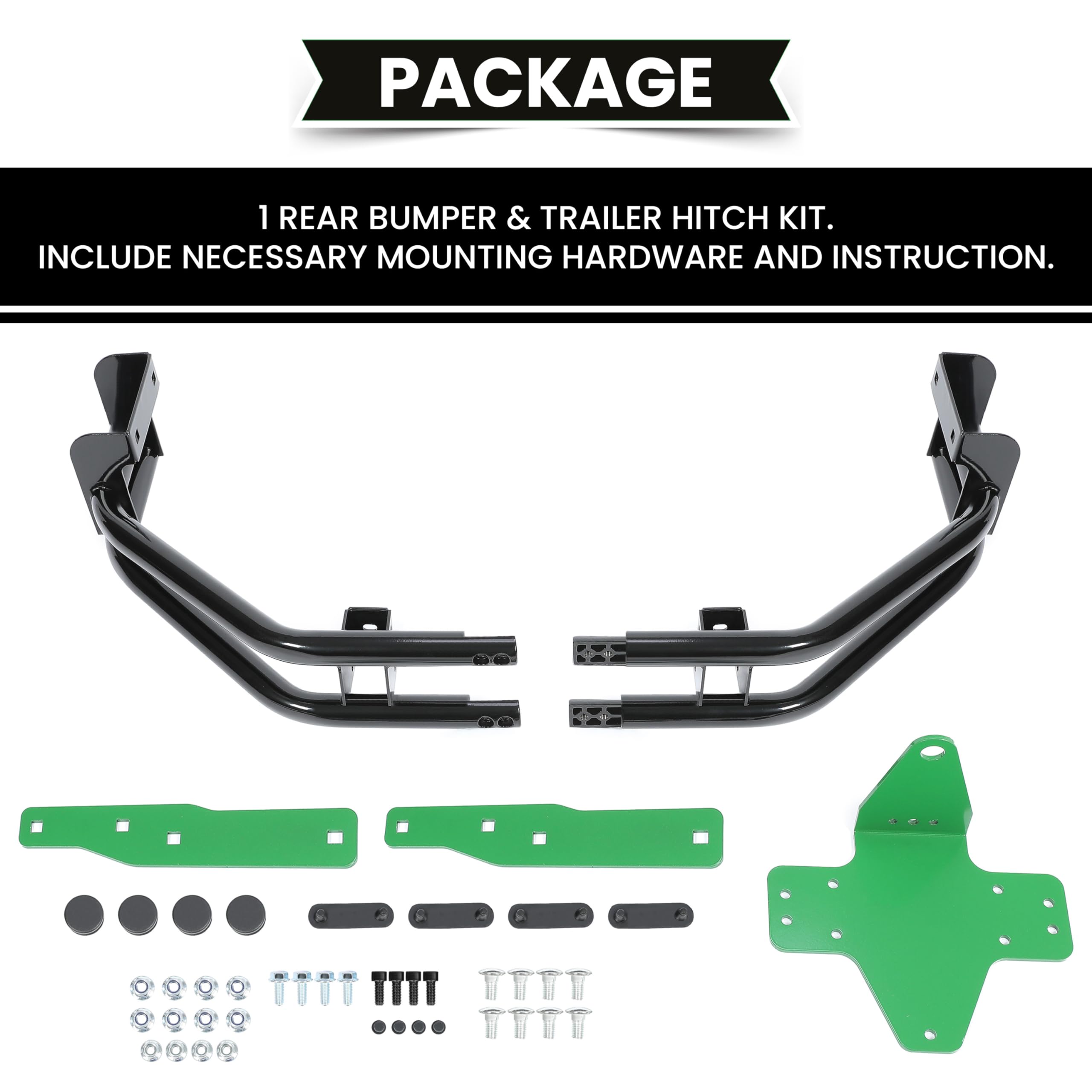 Hecasa Rear Bumper & Trailer Hitch Kit Compatible With John Deere Ztrak Zero-Turn Mowers Z235 Z255 Z335E Z335M Z345M Z345R Z355E Z355R Z365R Z375R