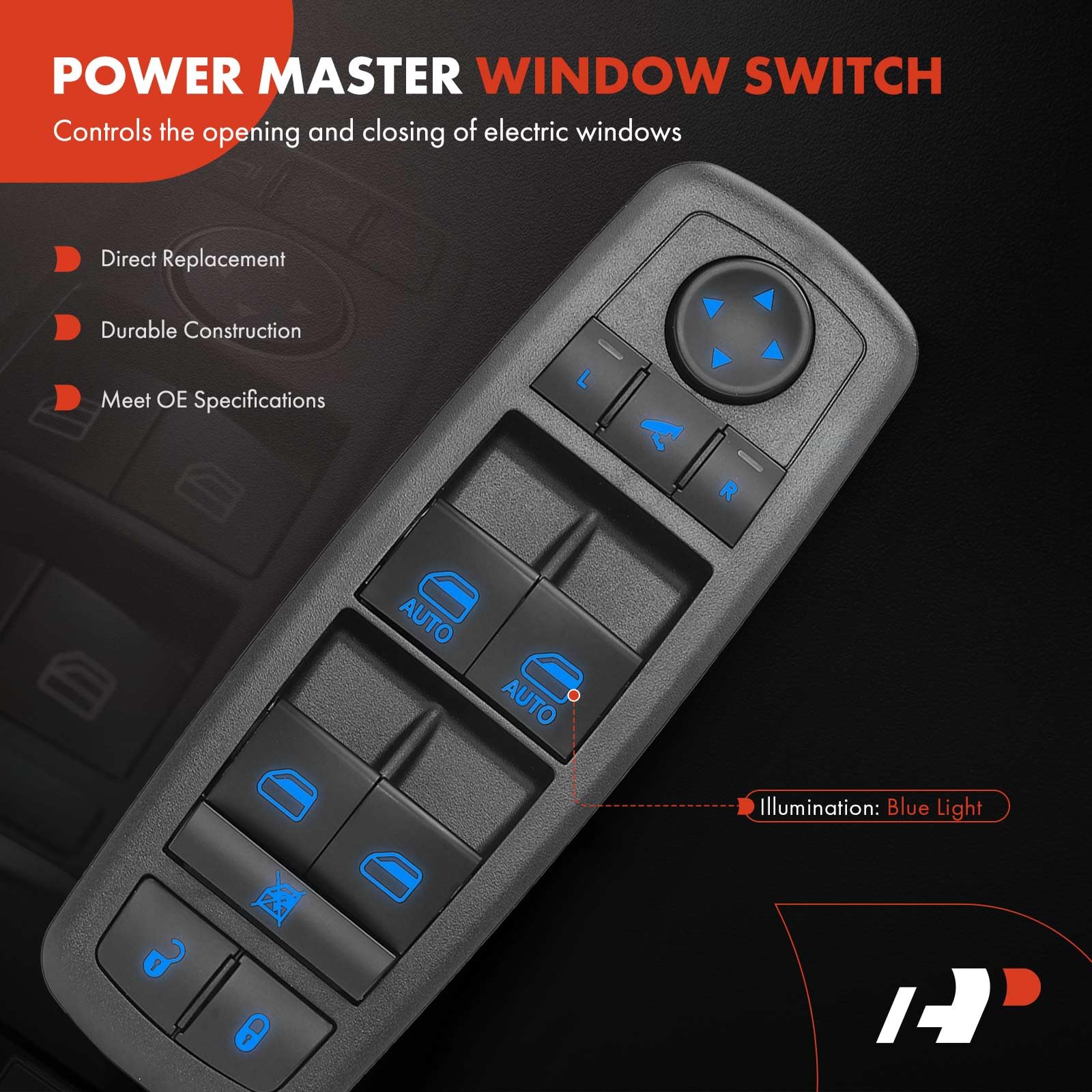 A-Premium Master Power Window Switch Compatible with Chrysler Town & Country 2012-2016 & Dodge Grand Caravan 2012-2016, V6 3.6L