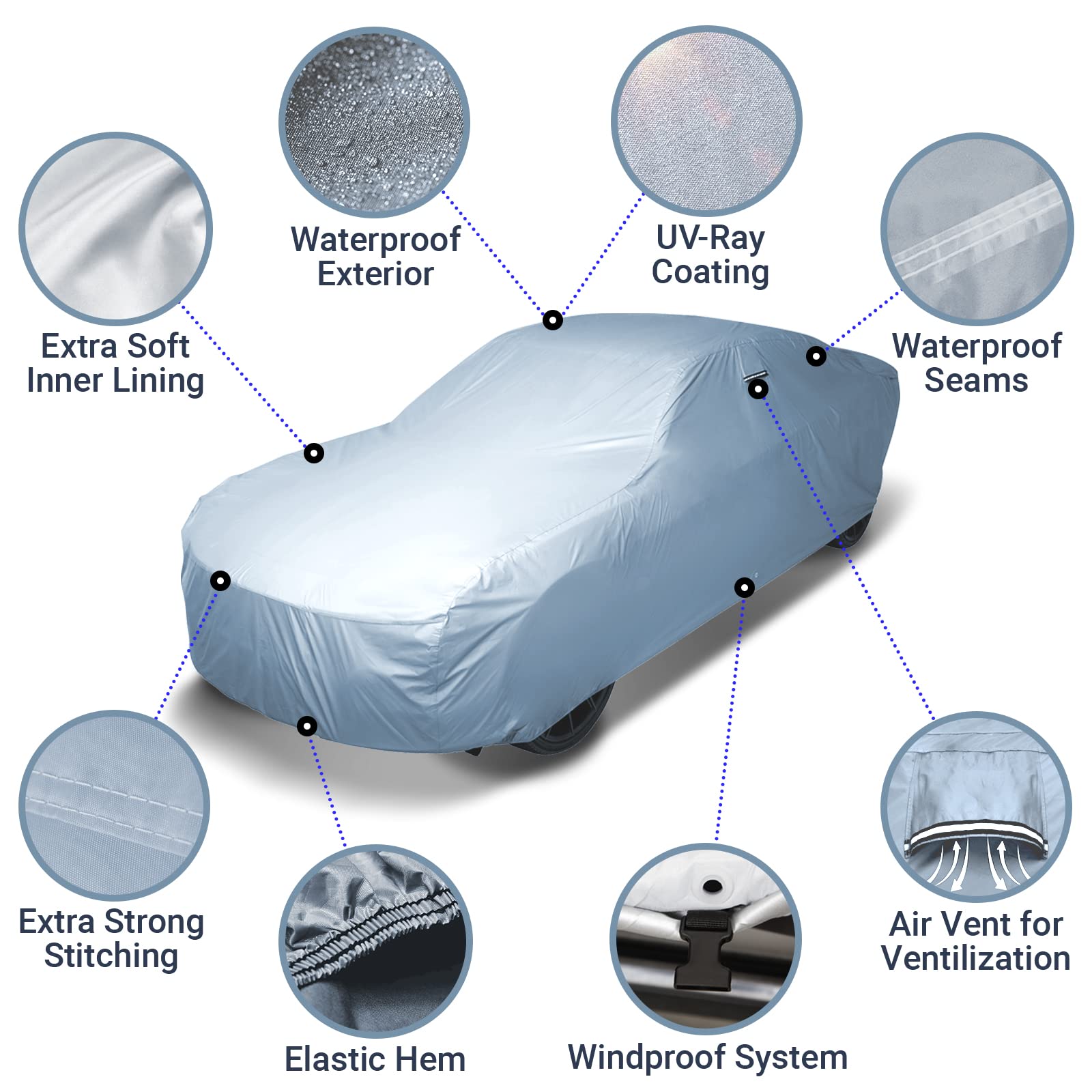 Icarcover Custom Car Cover For 1989-2024 Mazda Miata, Waterproof All-Weather Rain Snow Uv Sun Protector Full Exterior Weatherpro
