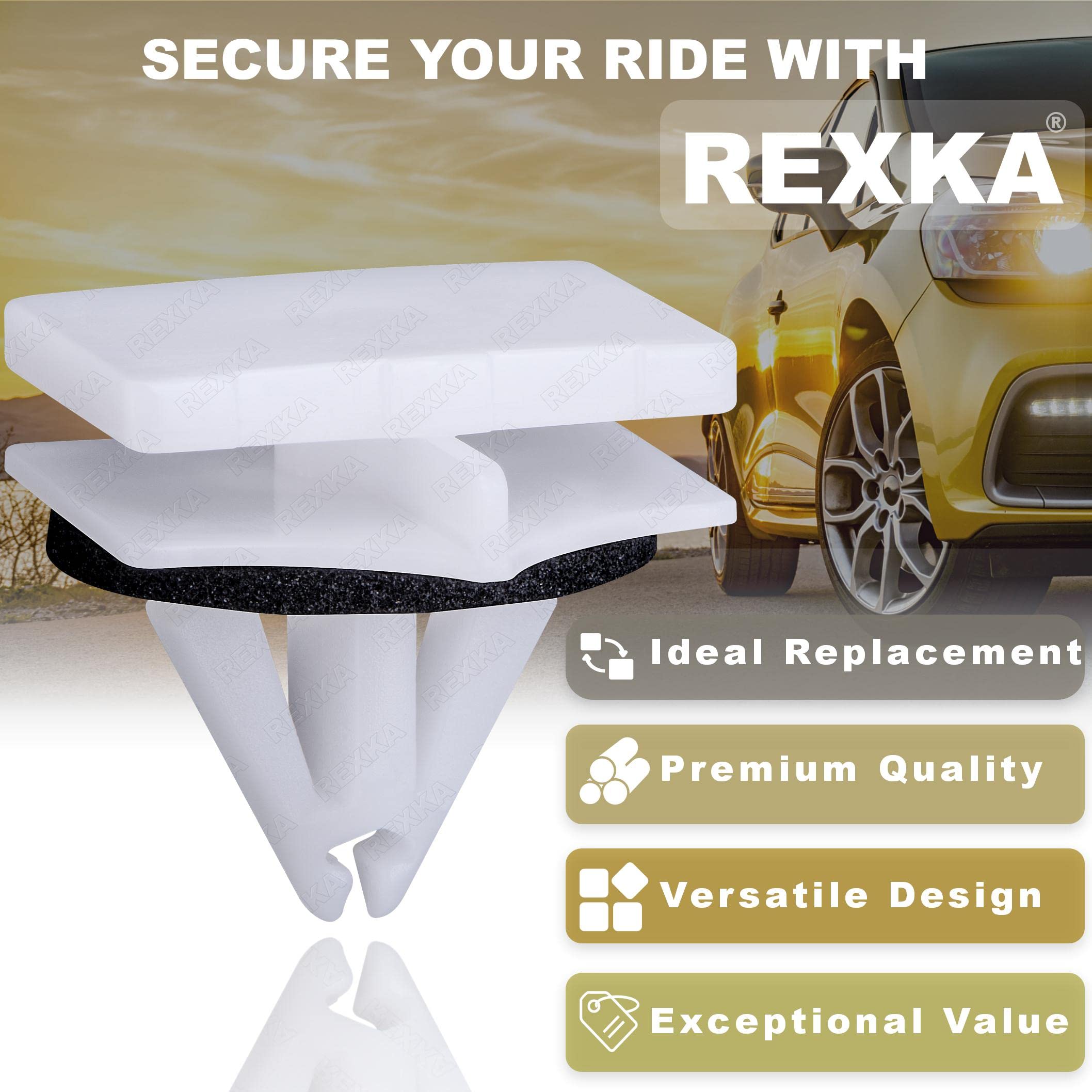 Rexka 15pcs Rocker Molding Clips for Ford Fusion & Lincoln MKZ - White, One Size, W716503-S300