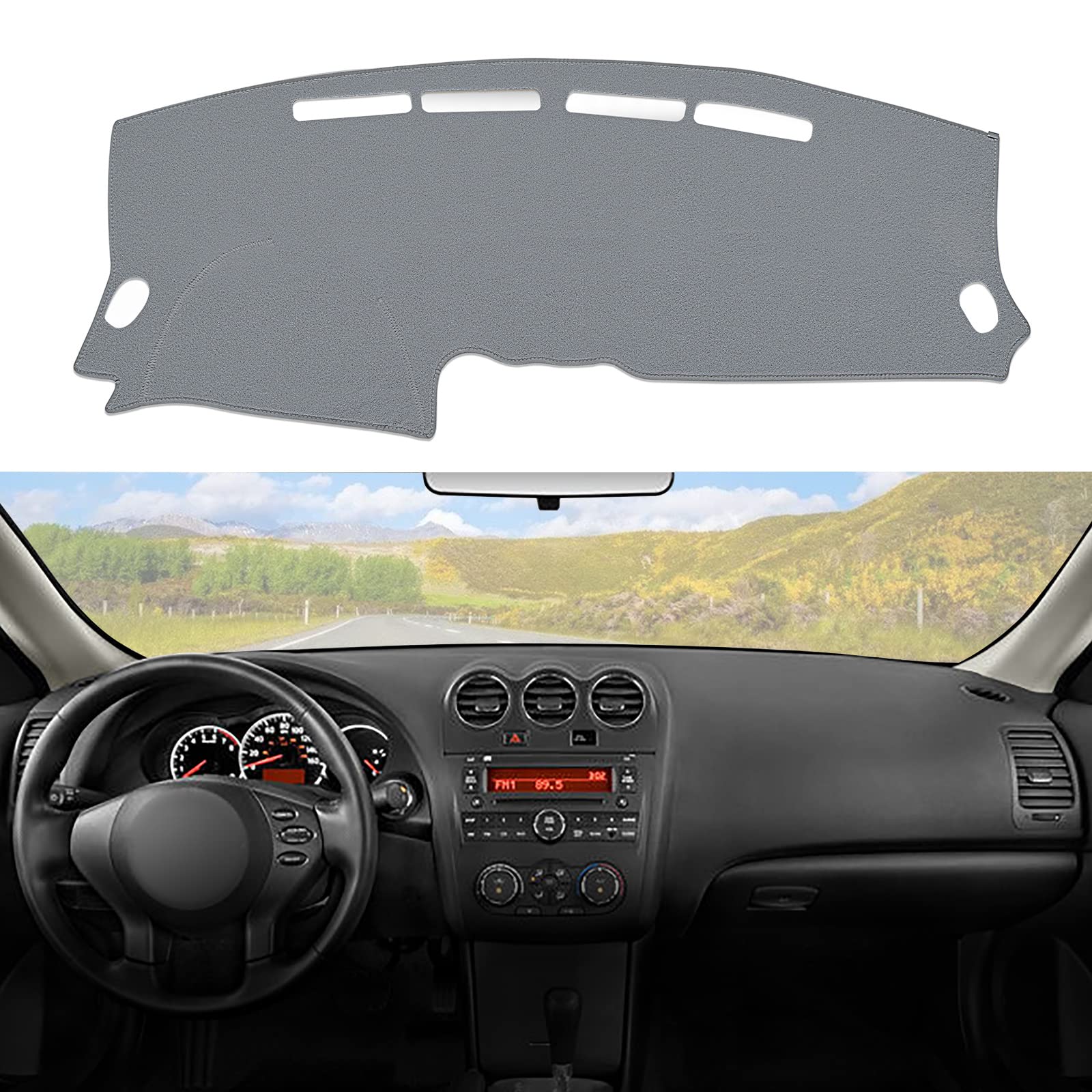 Berksyde Dashboard Dash Cover Mat Carpet Compatible With 2007-2012 Altima(Grey)