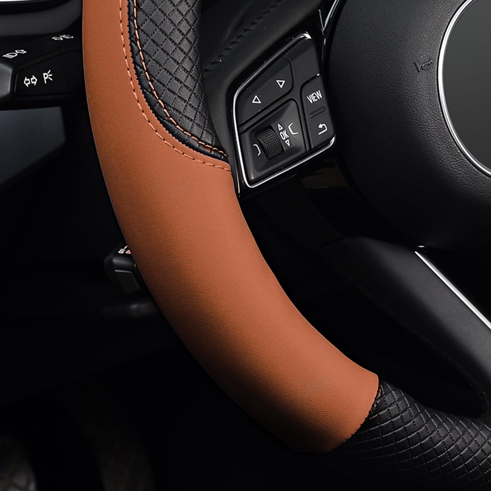 Labbyway Steering Wheel Cover, Universal 15 Inch Microfiber Leather Car Wheel Protecto, Skidproof, Stable, Warm In Winter And Cool In Summer (Brown)