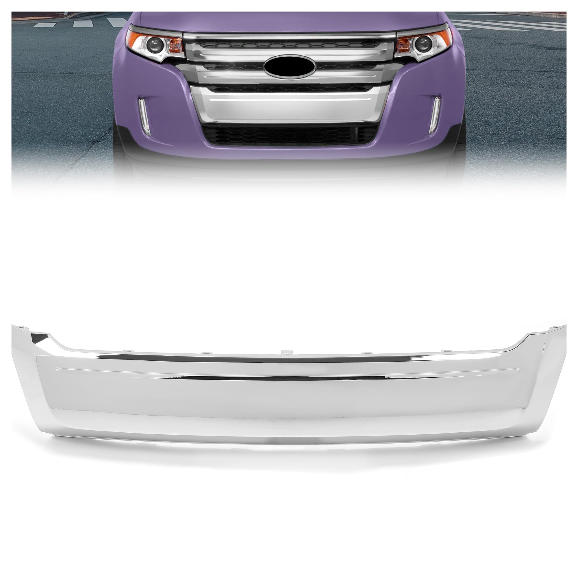 HECASA Front Lower Grille Trim Compatible with 2011-2014 Ford Edge Replacement for FO1087132 BT4Z-8200-E BT4Z8200E Chrome Grille