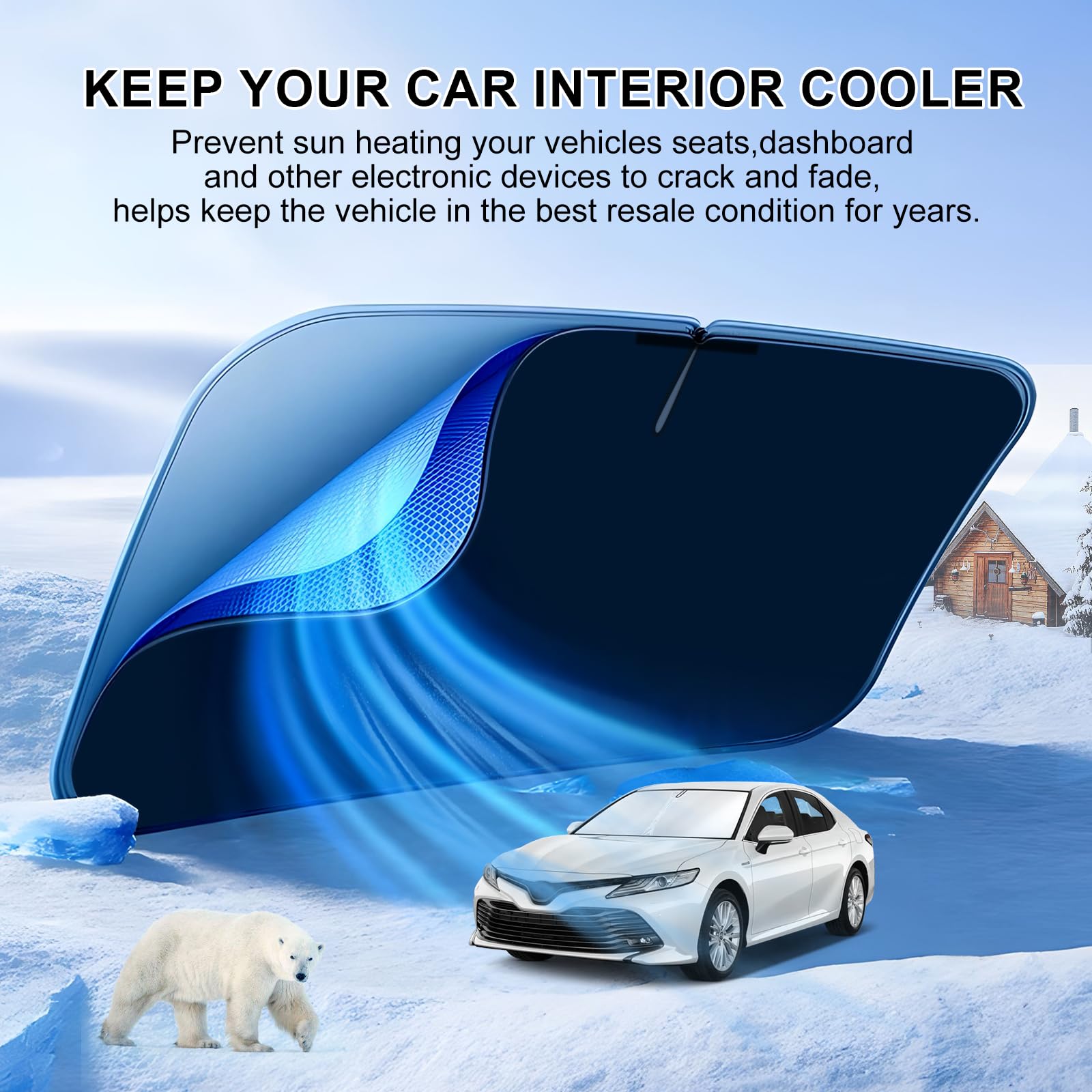 T Tgbros Windshield Sun Shade For Toyota Camry 2018-2024 Accessories Foldable Sun Shield Front Window Sunshade Cover Sun Visor C