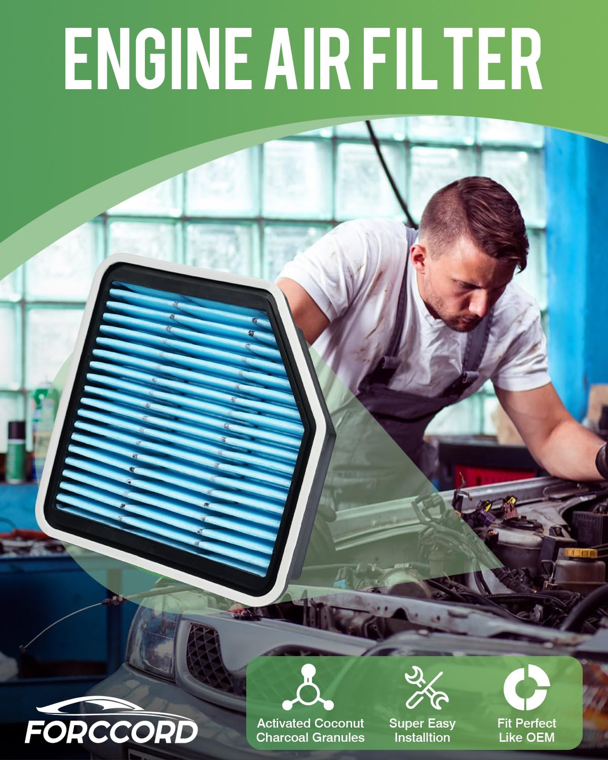 Forccord 2-Pack Engine Air Filter Fits for 2013-06 Lexus IS250, 2013-06 IS350, 2011-07 GS350, 2007-06 GS430 Air Filter Replaceme