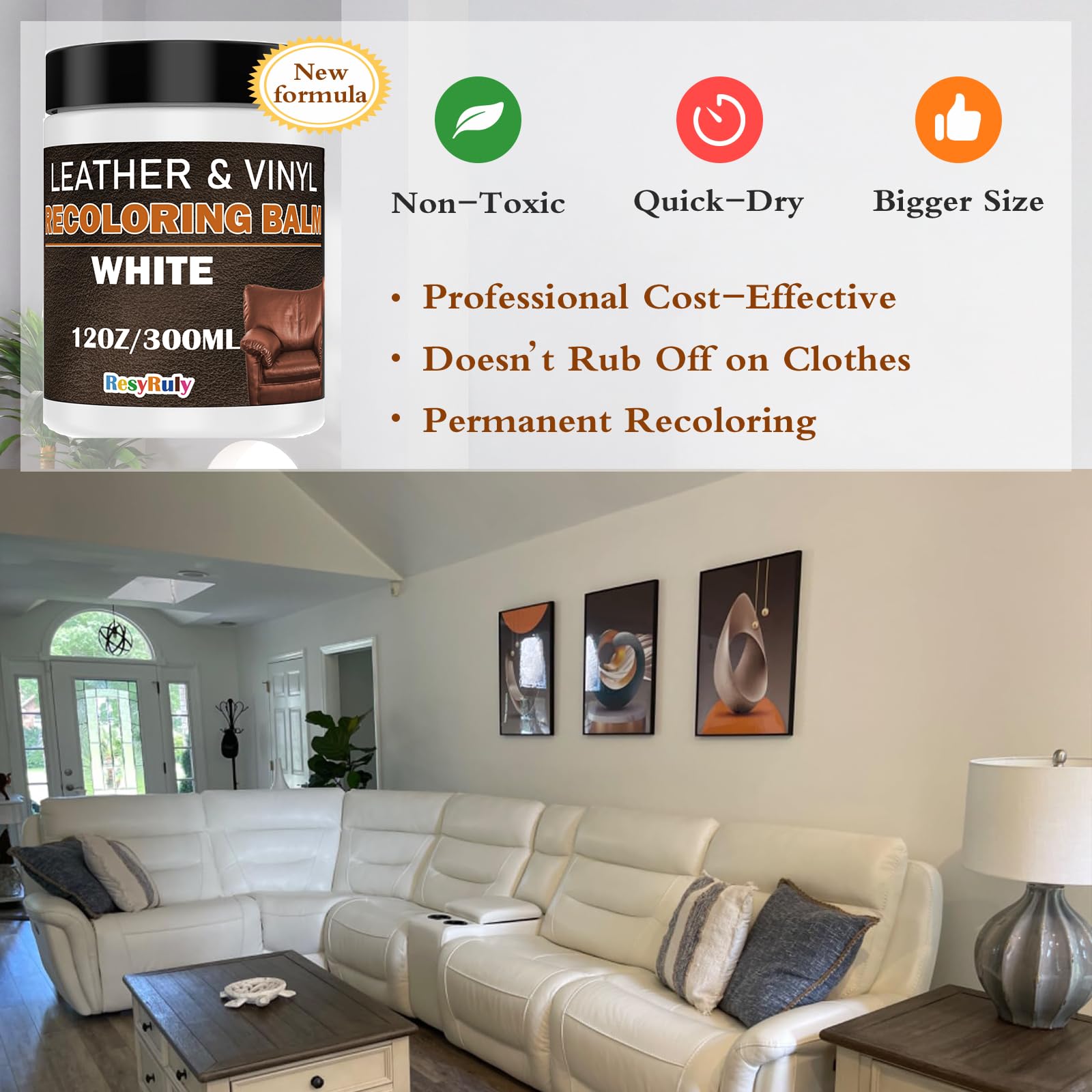 White Leather Repair Kit White Leather Dye Vinyl Paint Cream Purse Boat Seat Scratch Remover Couch Chair Car Interior Color Rest