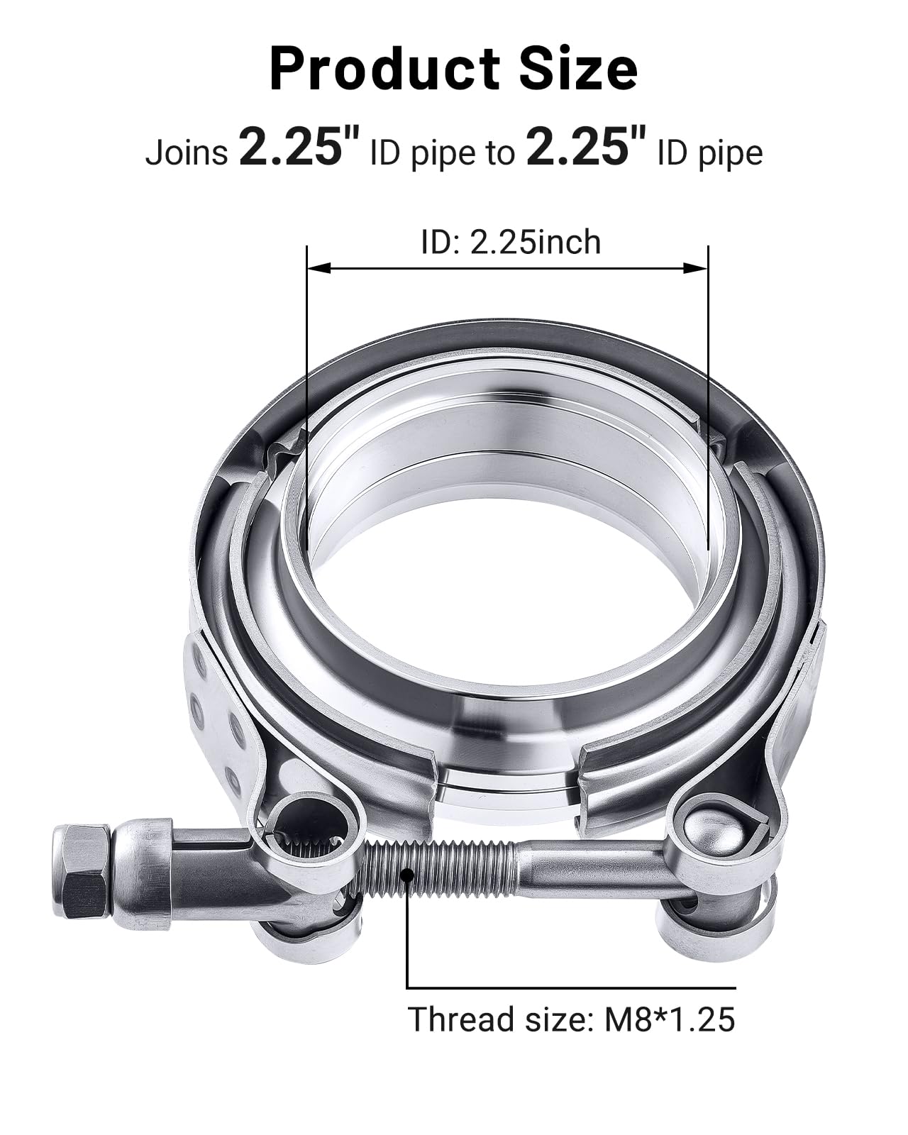 Evil Energy V Band Clamp With Flange Male Female Stainless Steel (4, 2.25'')