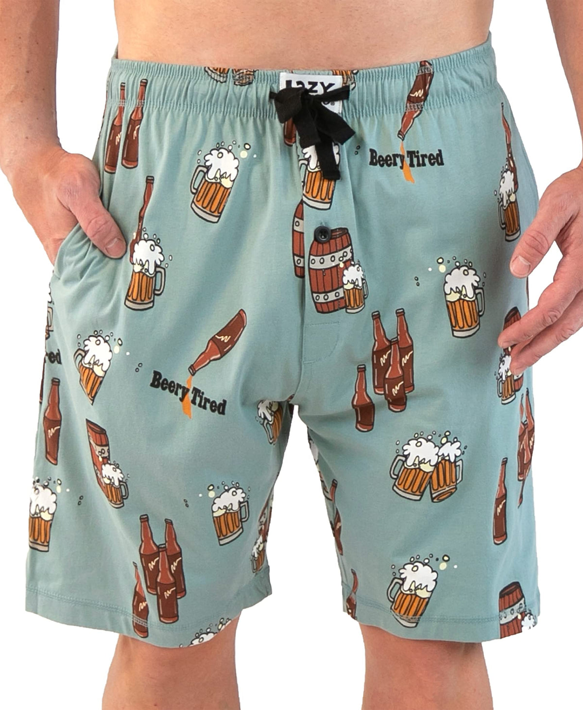 Lazy One Pajama Shorts For Men, Mens Pajama Bottoms, Sleepwear (Beer, Large)