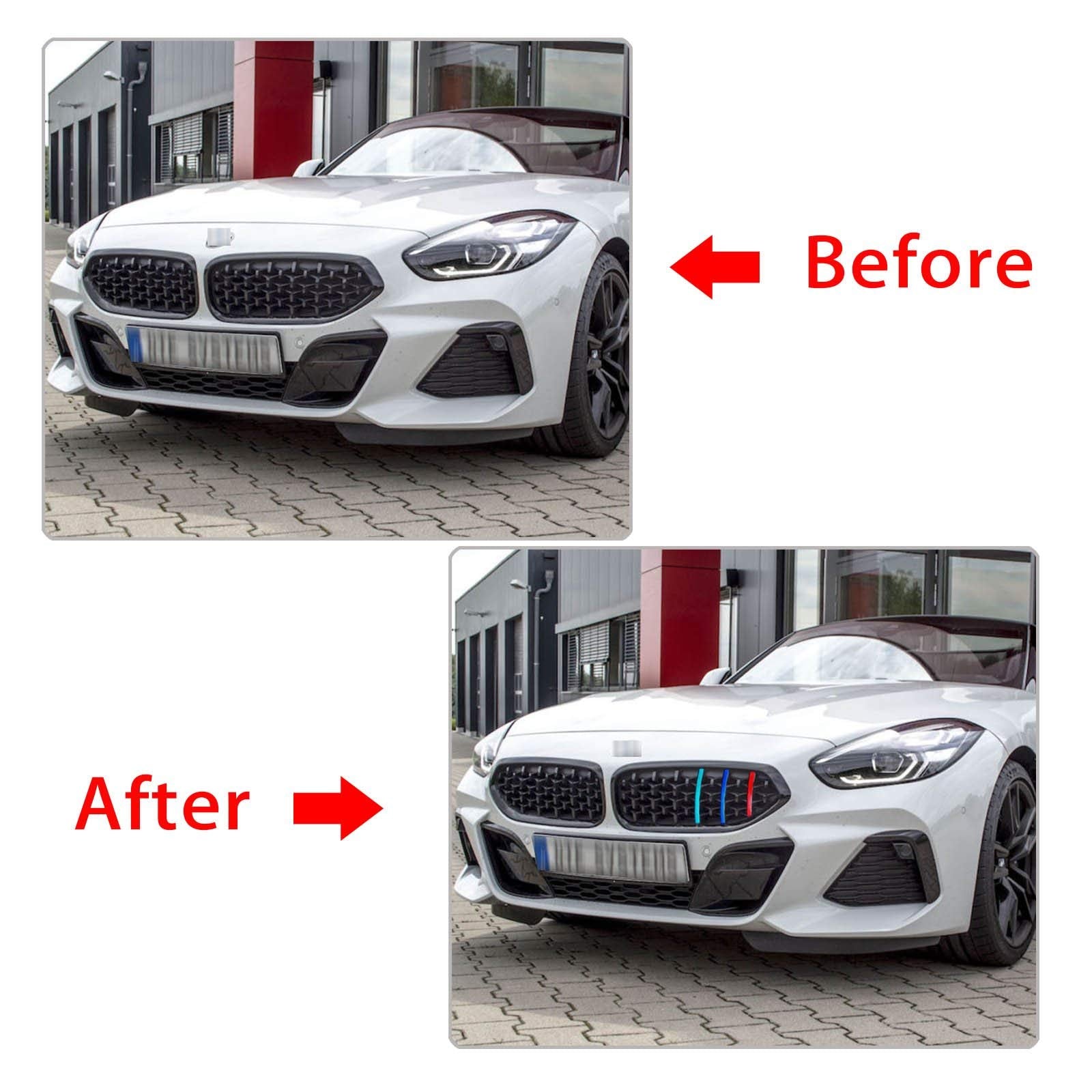 Xotic Tech M-Colored Tri Grille Insert Trims Strips, Front Center Kidney Grilles Compatible With Bmw G29 Z4 2019 2019-Up (13 Beams)