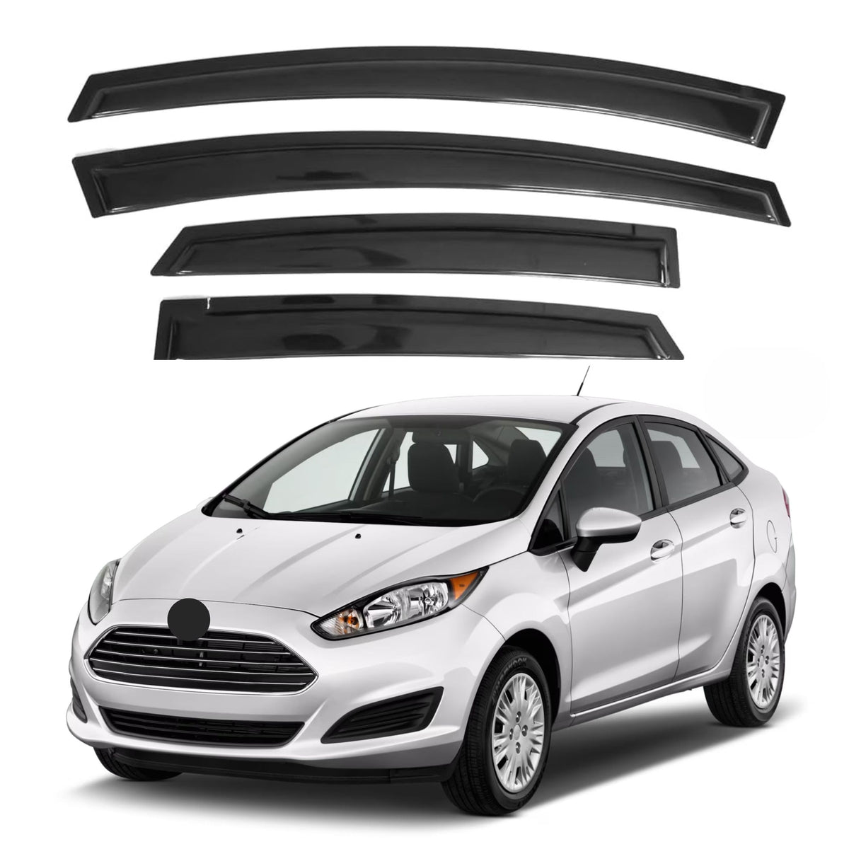 Ig Window Visor For Ford Fiesta Hatchback 2009-2019, Rain Guard Tape-On Side Vent Window Deflector Mugen Style, 2009 2010 2011 2