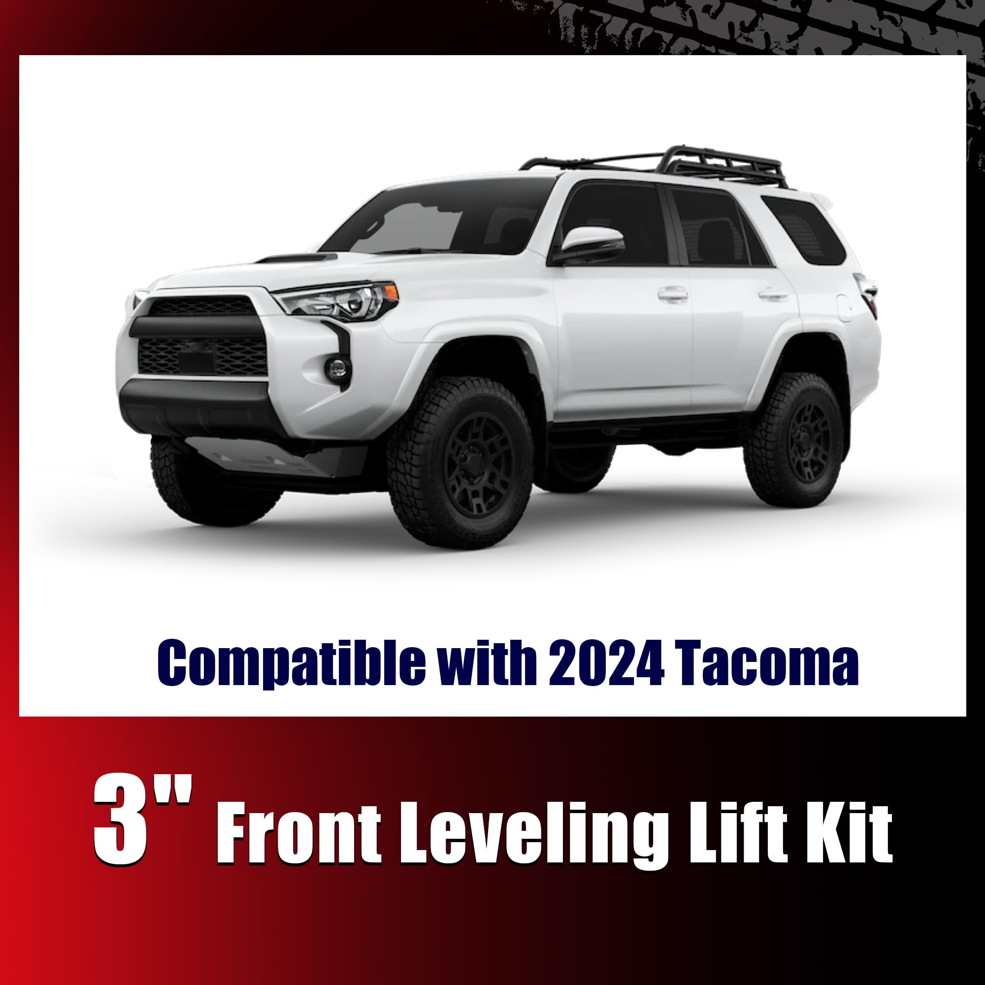 Flycle 3'' Leveling Lift Kit, 3'' Front Leveling Kit Forged Front Strut Spacers For 2024 Tacoma 4 Runner