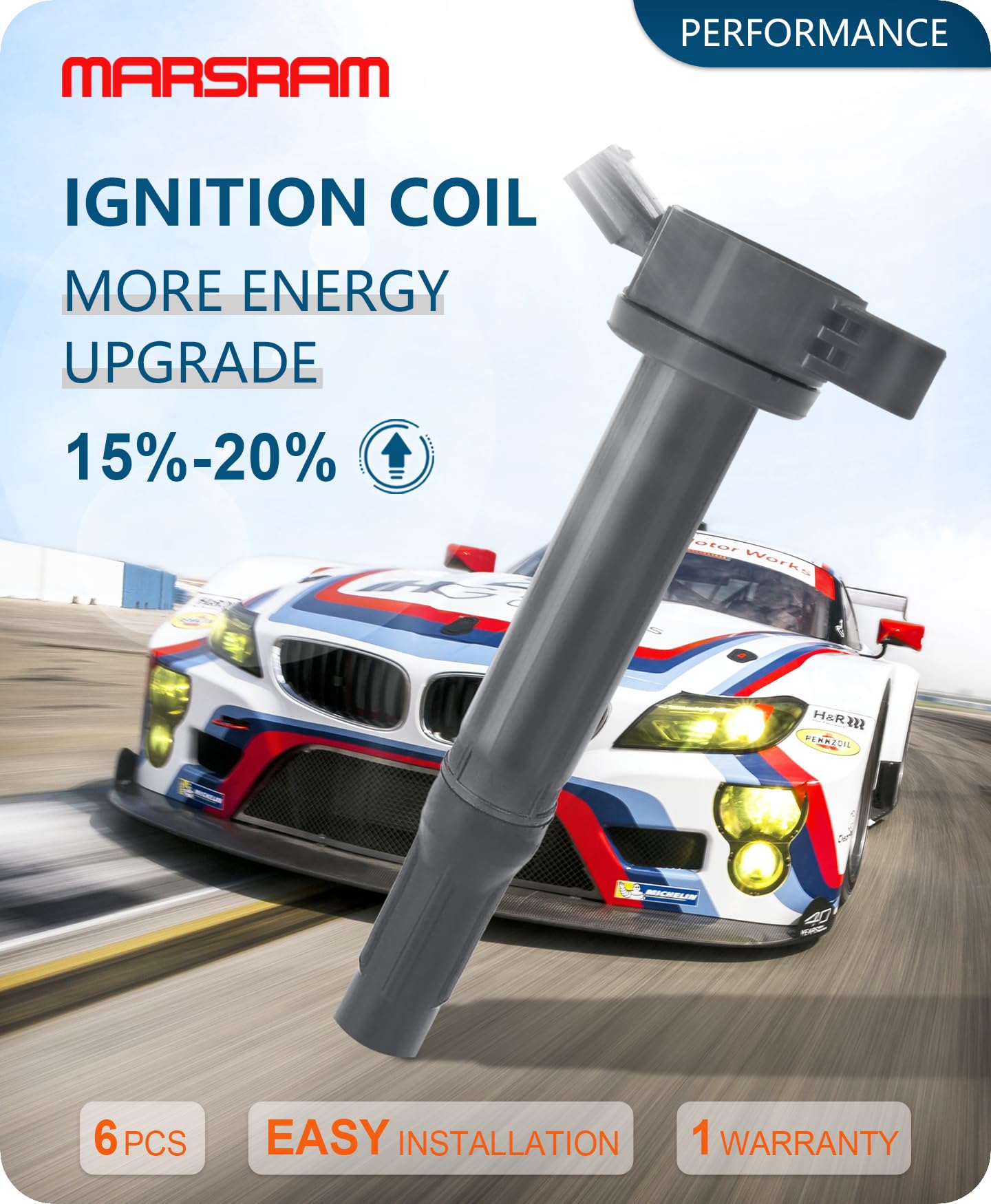 Marsram Uf487 Ignition Coil Pack & Double Iridium Spark Plug Fit For Toyota Lexus 2005-2018 Camry Highlander Avalon Rav4 Sienna