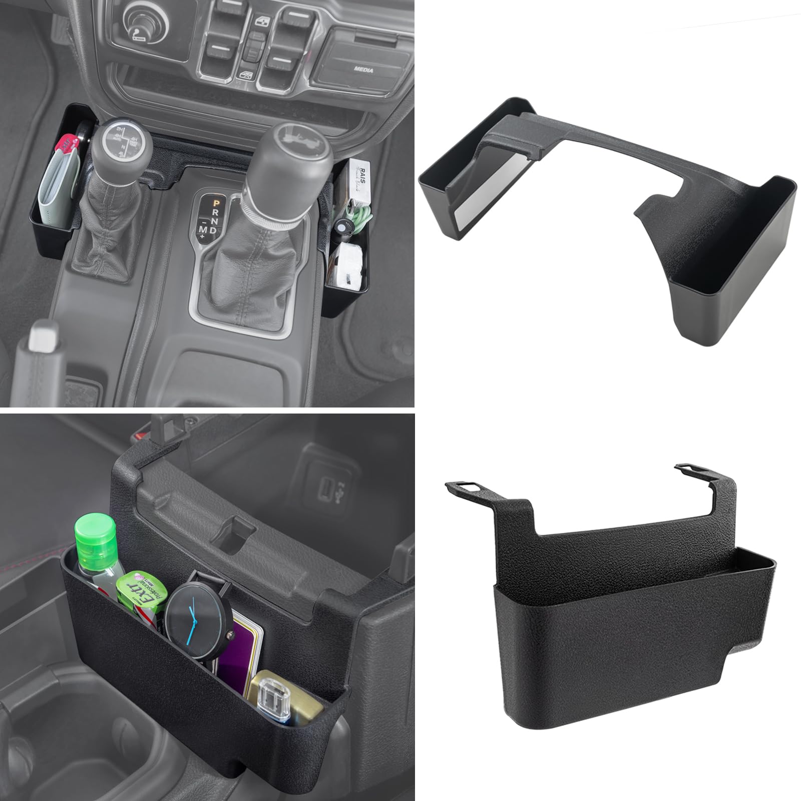PIMCAR 2-Piece Upgrade Tray Organizer Set for Jeep Wrangler JL/JLU (2018-2025) & Gladiator JT (2020-2025) - Gear Shift Side and 