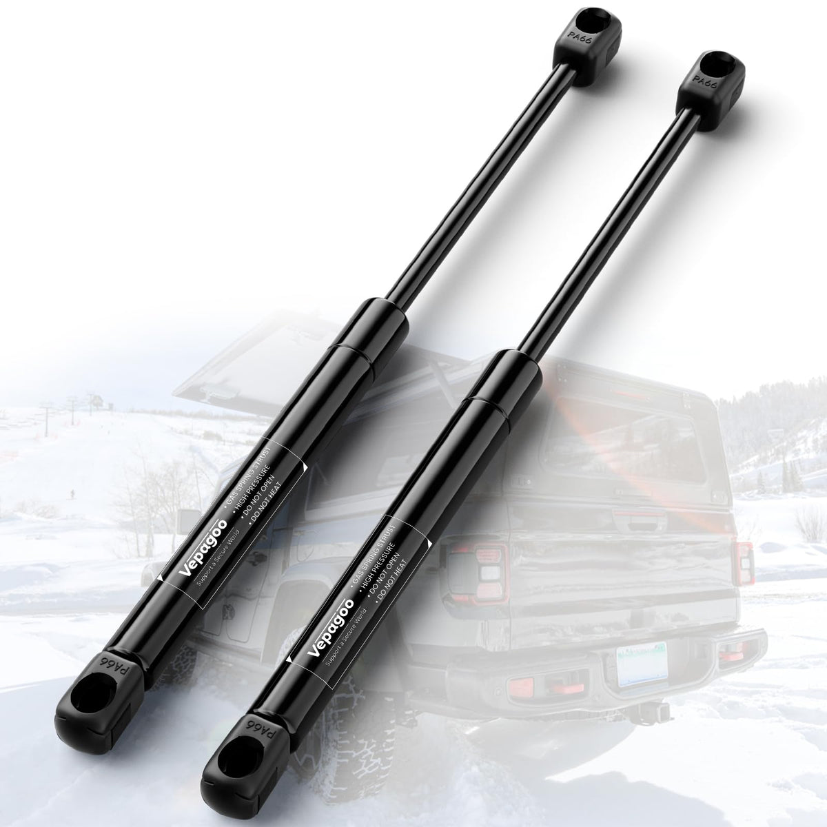 Vepagoo C1618827 15 Inch 80Lb/356N Gas Shocks Struts Lift Support For Truck Tool Box Leer Camper Shell Topper Rear Window, Cargo