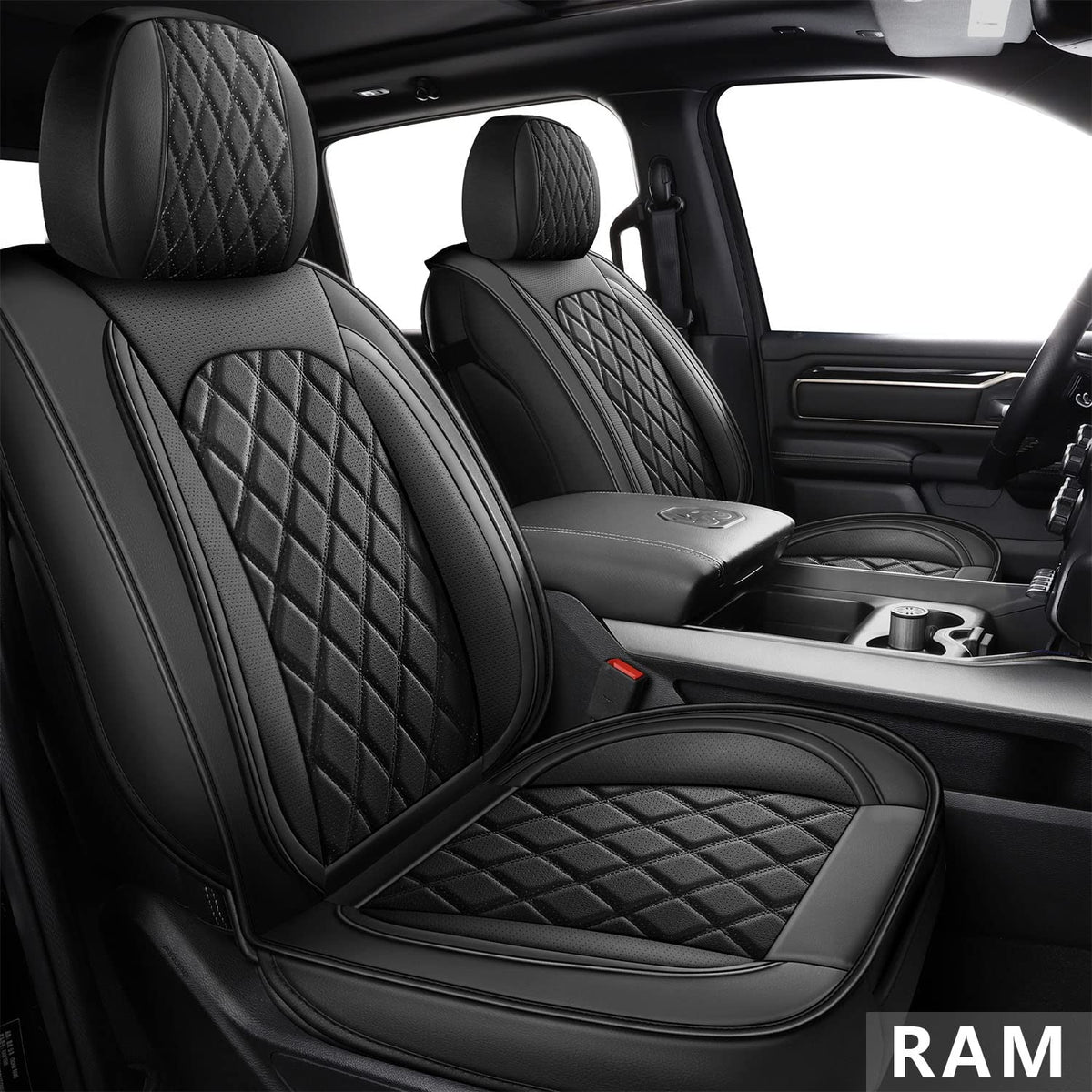 MIROZO Dodge Ram Seat Covers Full Set,5PCS Car Seat Cover Waterproof Fits for 2009-2024 Ram 1500 2500 3500 Crew Quad Regular Cab