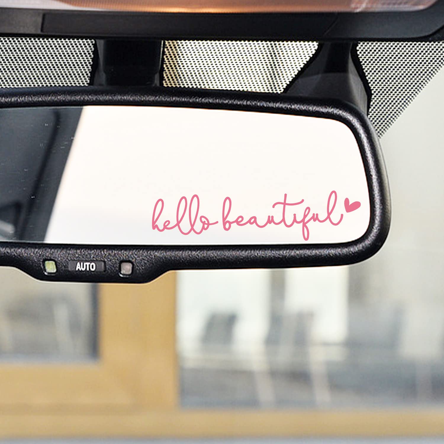 3X Hello Beautiful Rearview Mirror Decal, Vanity Mirror Stickers, Rear View Mirror Vinyl Decal, Car Accessories Gifts, Water Bot