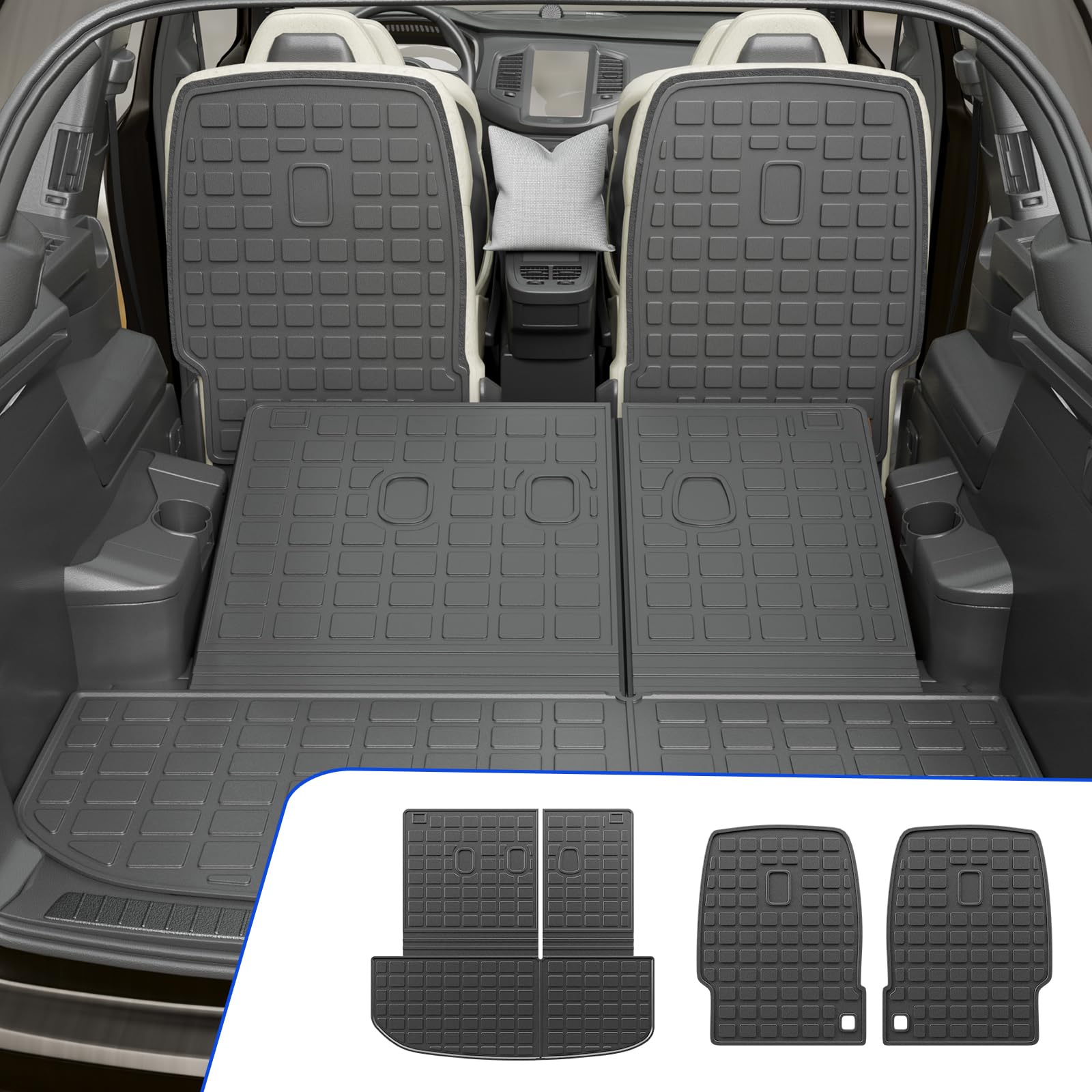 Rongtaod Cargo Mat Compatible With 2020-2025 Hyundai Palisade 7 Seats Trunk Mat Cargo Liner Kick Mat Trunk Liner 2024 Palisade A