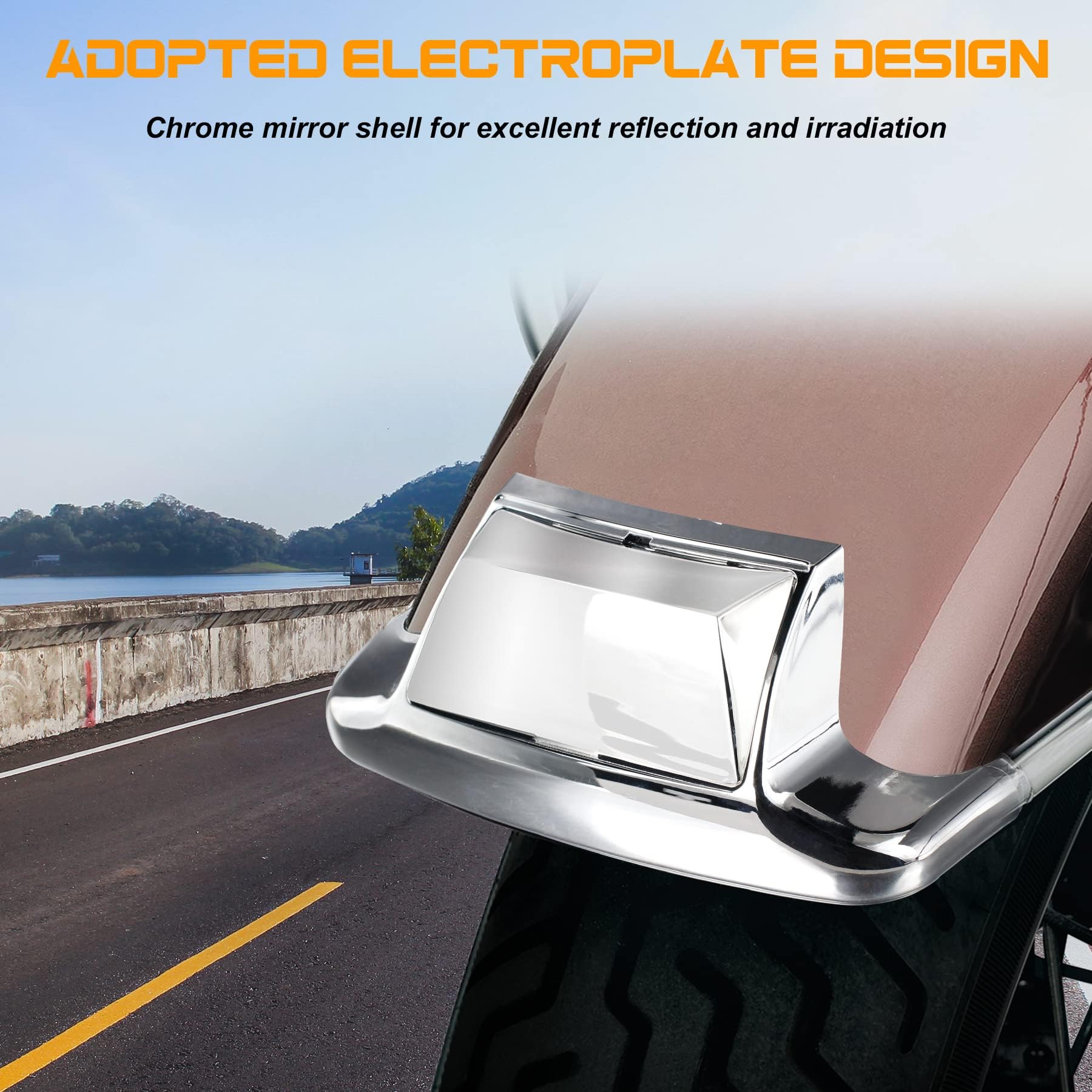 NTHREEAUTO LED Fender Lights for Harley Touring - Chrome, Model FBAN3MP25024, Front & Rear, Compatible with Road King, Electra Glide, Softail