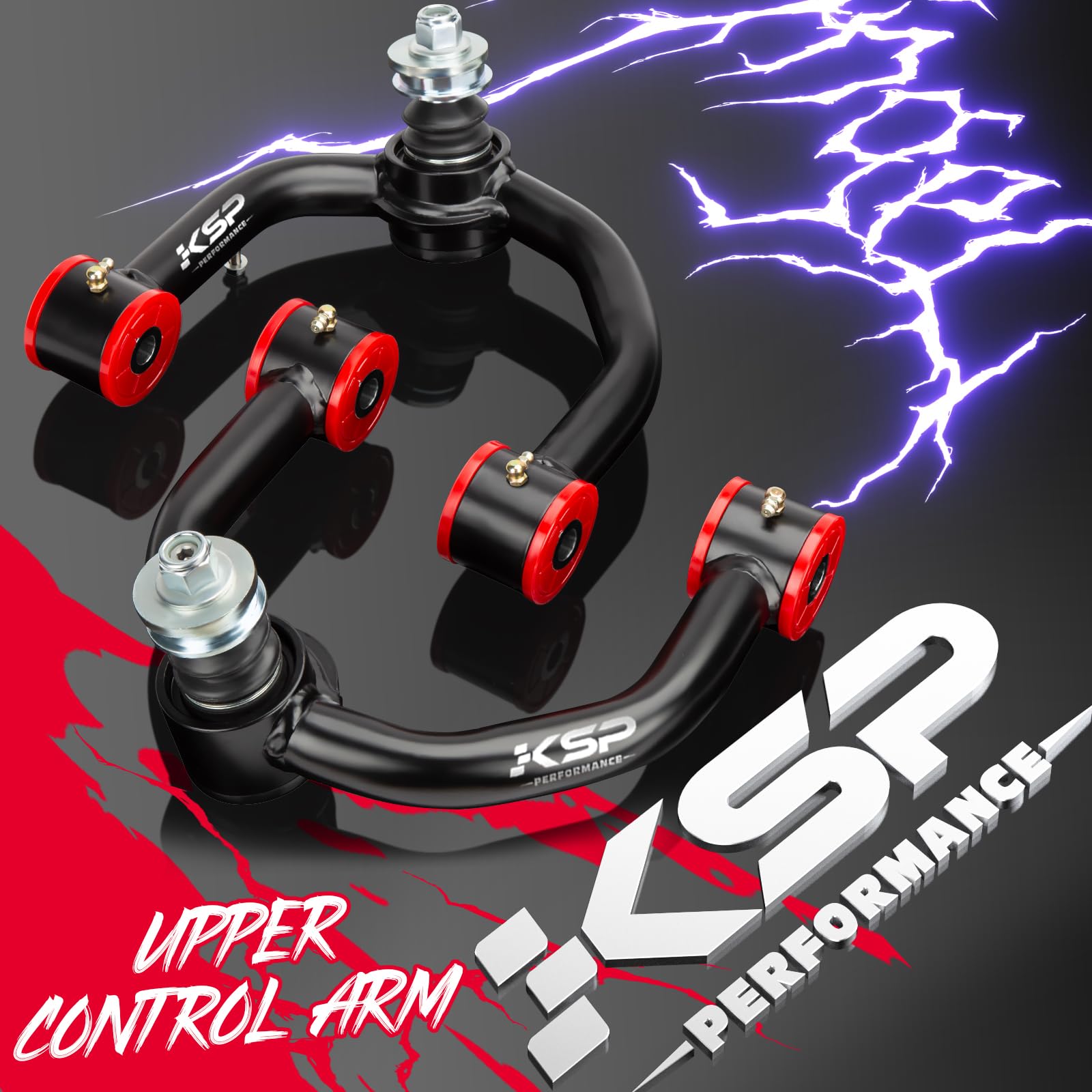 KSP PERFORMANCE Front Upper Control Arms for Toyota Tacoma 4Runner, 2-4 Adjustable Tubular A-Arm, Black, 1995-2002 Model, 2 PCS