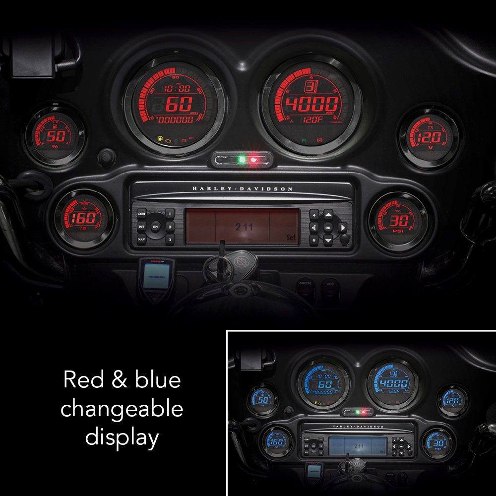 Koso Ba050907 Hd-02 Kit With Oil Temp (6 Pcs Kit - Black Bezel)