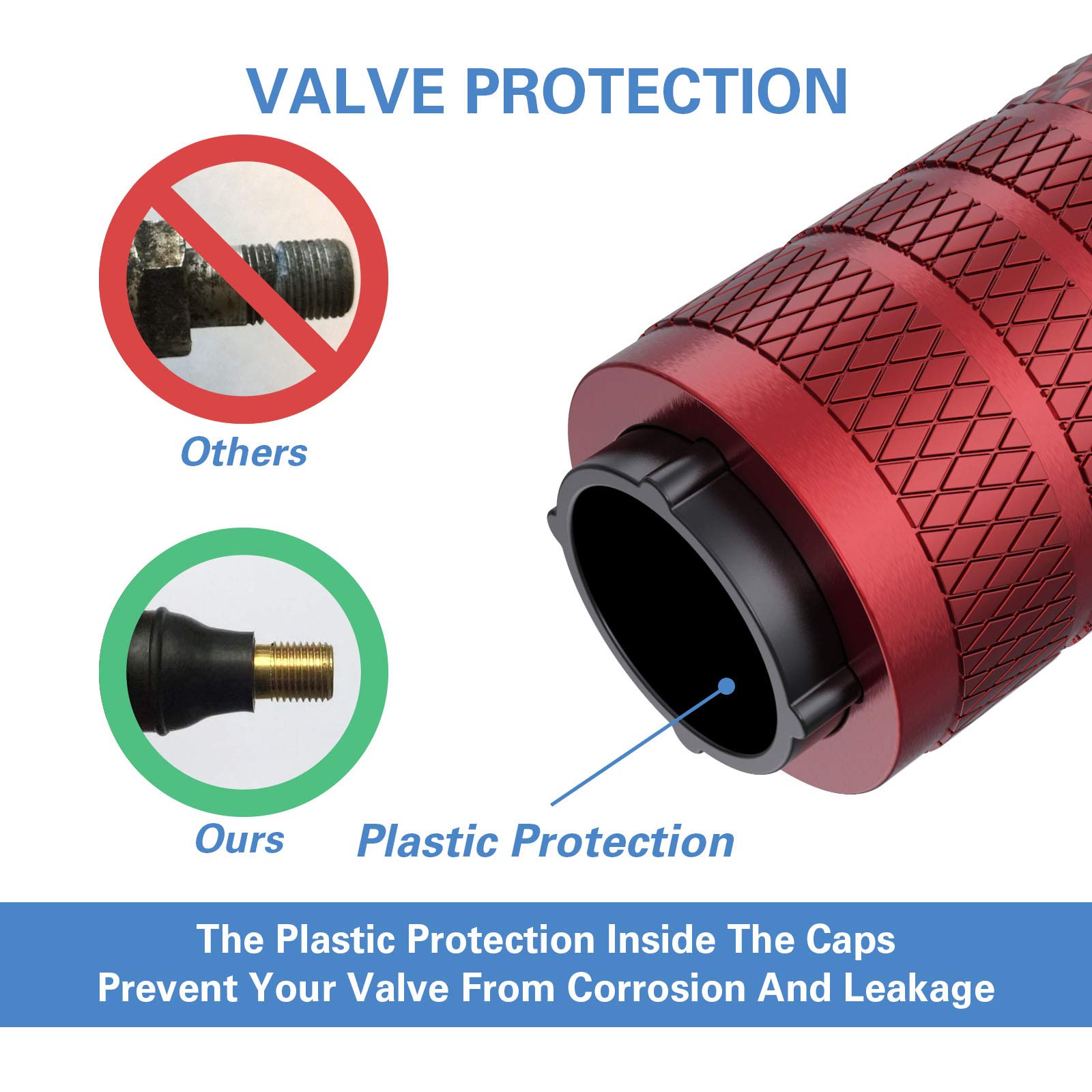 Ckauto Tire Valve Stem Caps, Red, 10 Pcs/Pack, Anodized Aluminum Tire Cap Set, Corrosion Resistant, Universal Stem Covers For Ca